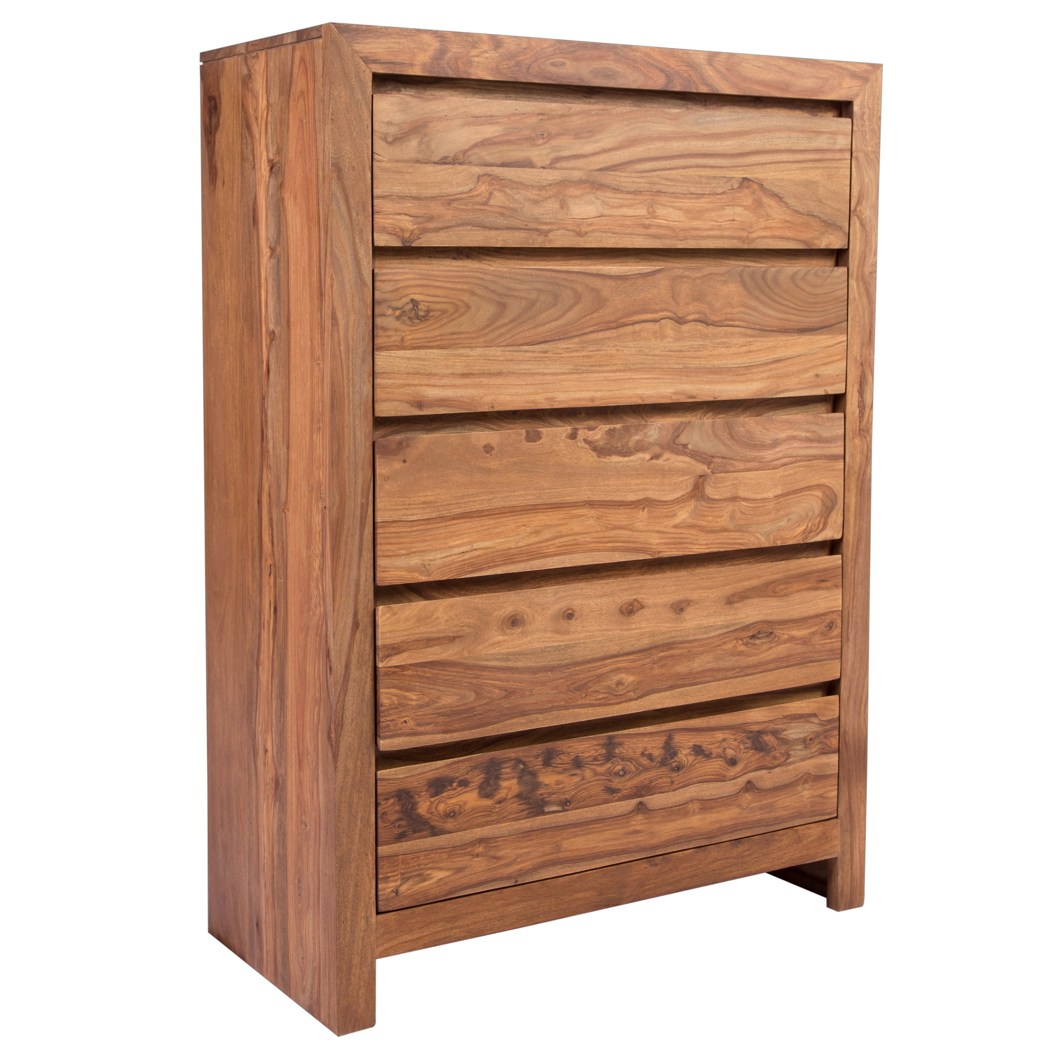 Porter Designs Urban Contemporary Solid Wood 5-Drawer Chest， Natural. - 36