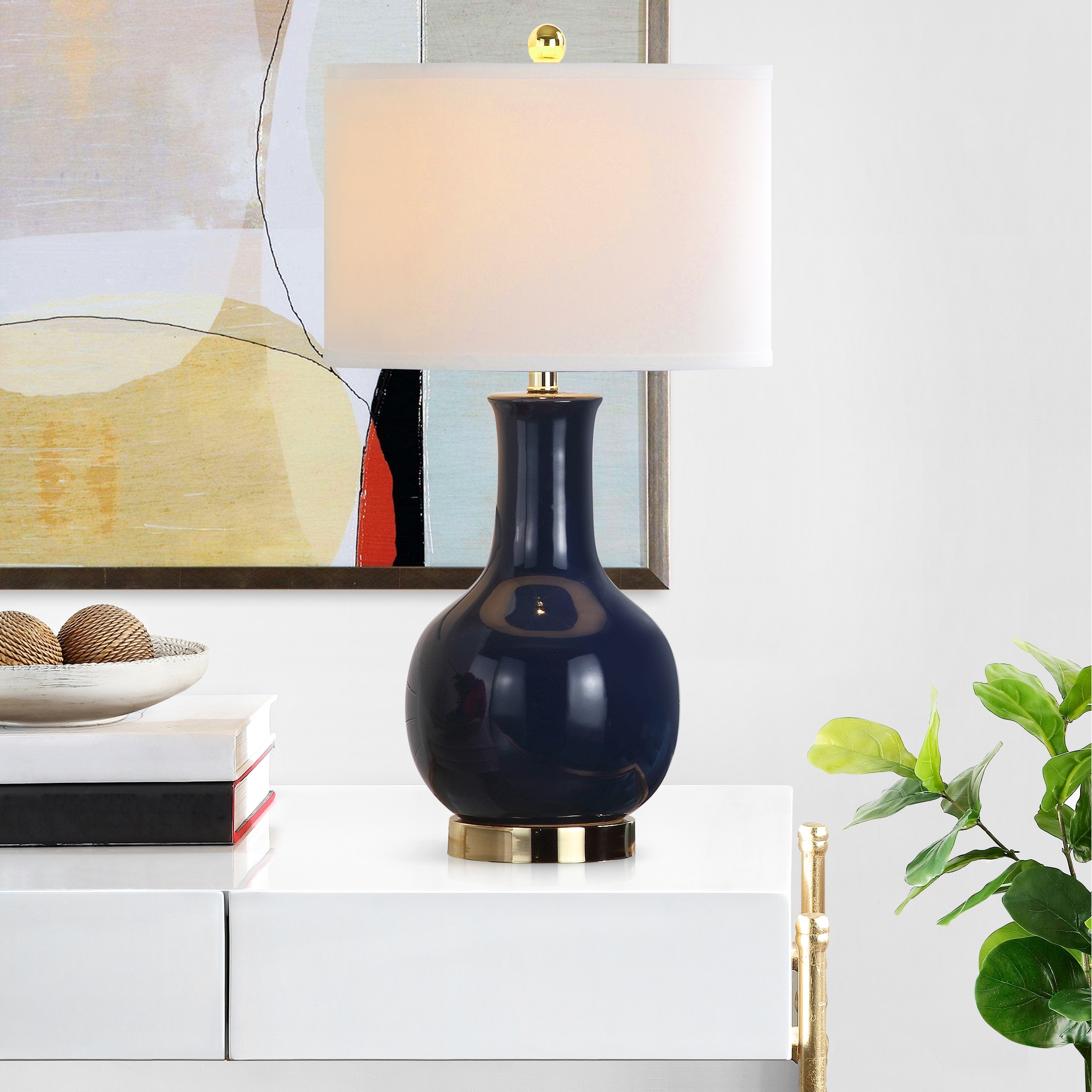 SAFAVIEH Lighting 28-inch Louvre Royal Blue Table Lamp - 15