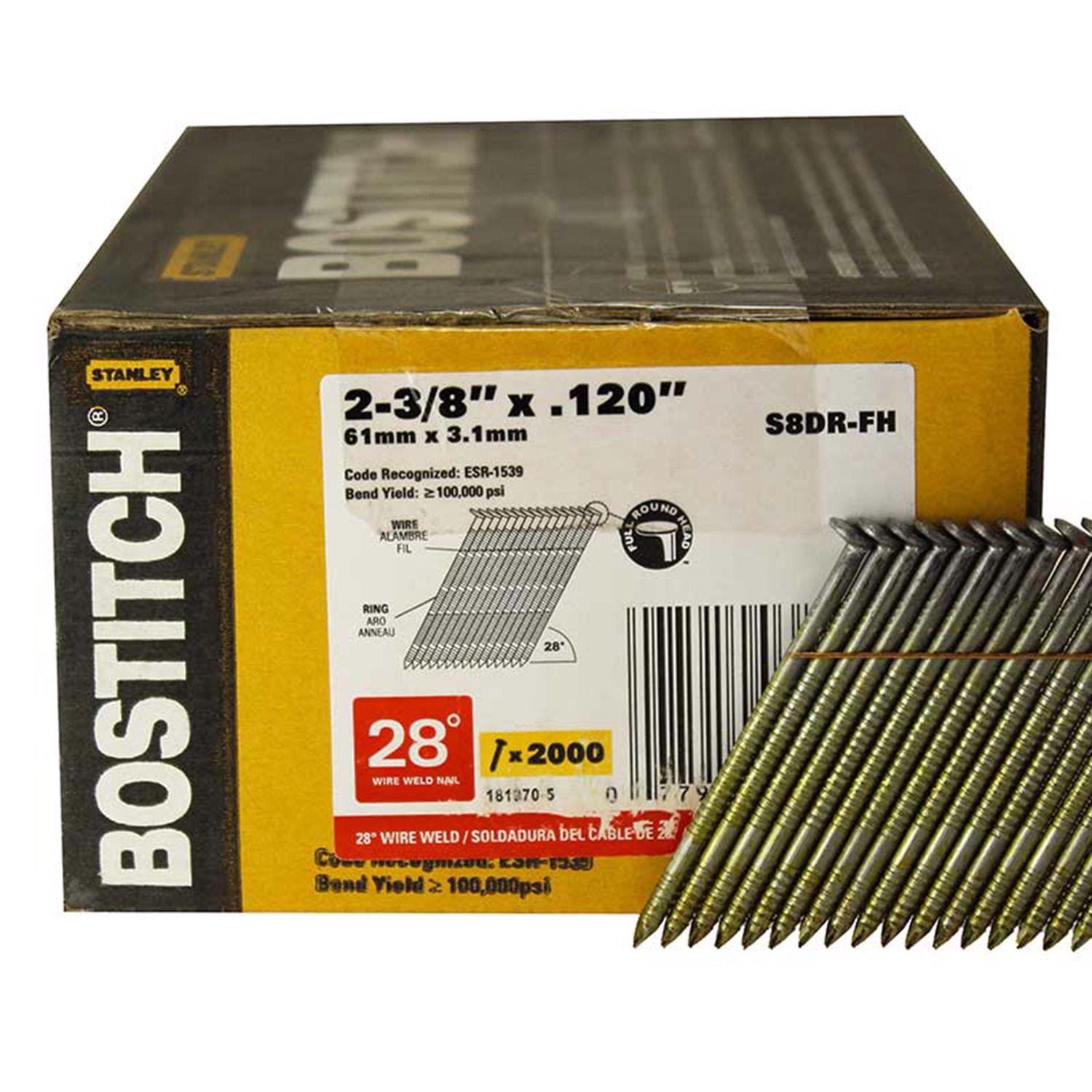 Bostitch 2-3/8 in. Angled Strip Coated Stick Nails 28 deg 2000 pk - Mycitystee