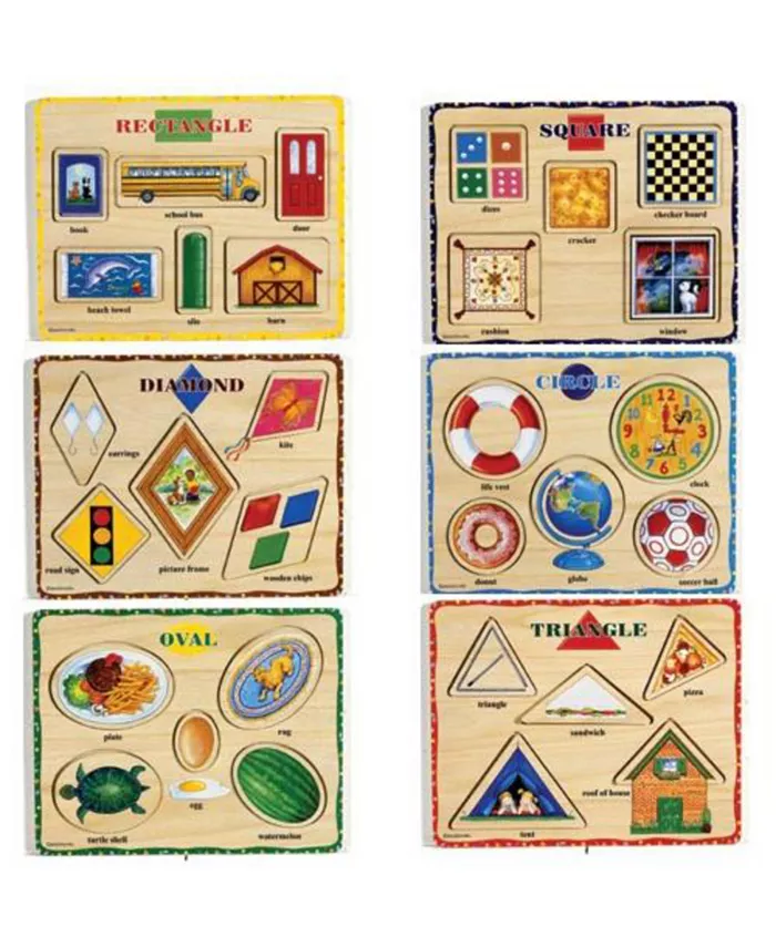 Puzzleworks Self Correcting Coloful Shape Puzzles  - Set of 6 - Mycitystee