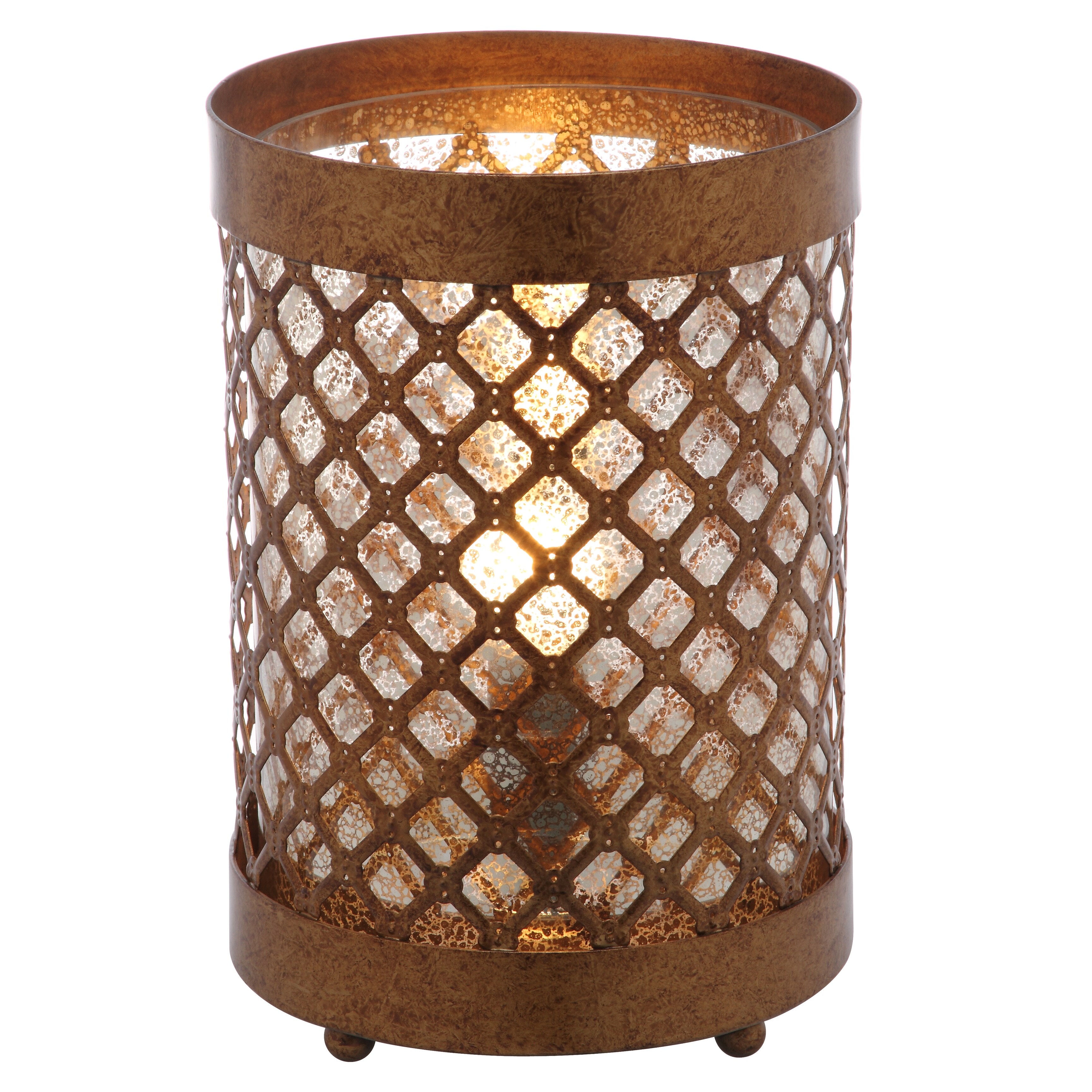 SAFAVIEH Lighting 12-inch Borden Gold Hurricane Lamp (Set of 2) - 7.75
