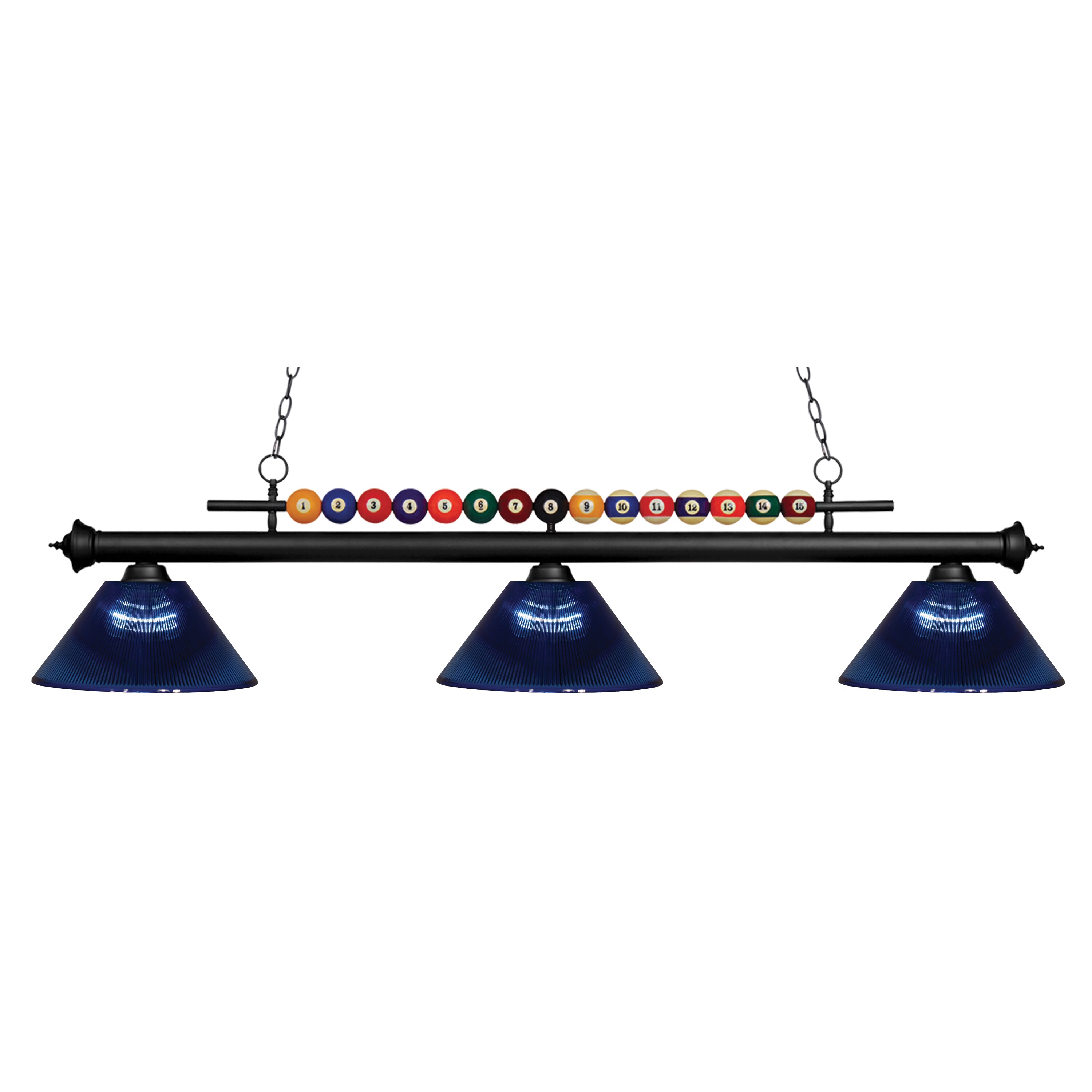 Avery Home Lighting Shark 3-light Island/Billiard Acrylic Dark Blue-finished Light - Blue - Matte Black - Mycitystee