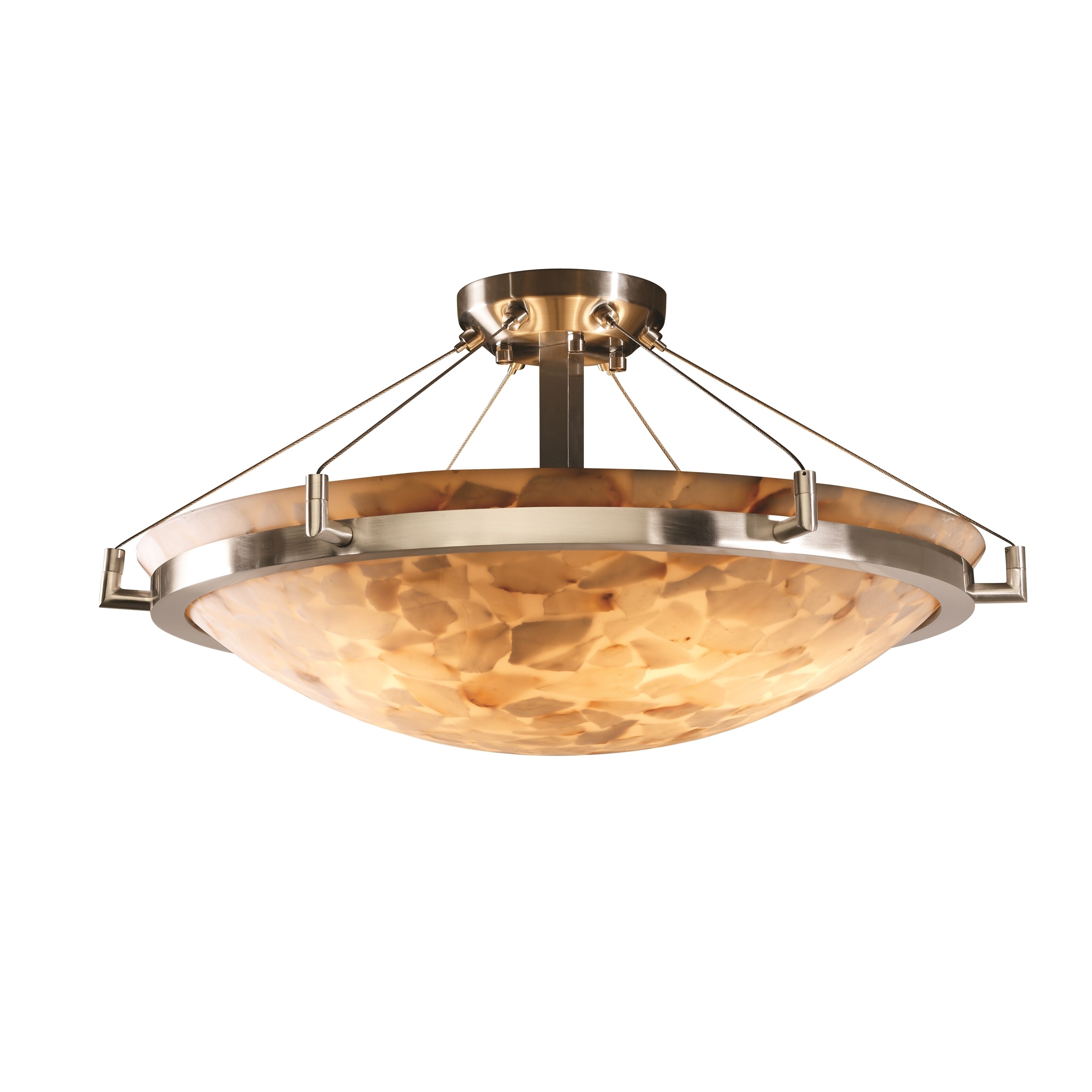 Justice Design Alabaster Rocks Ring 6-light Brushed Nickel Round Bowl Semi-flush - Mycitystee