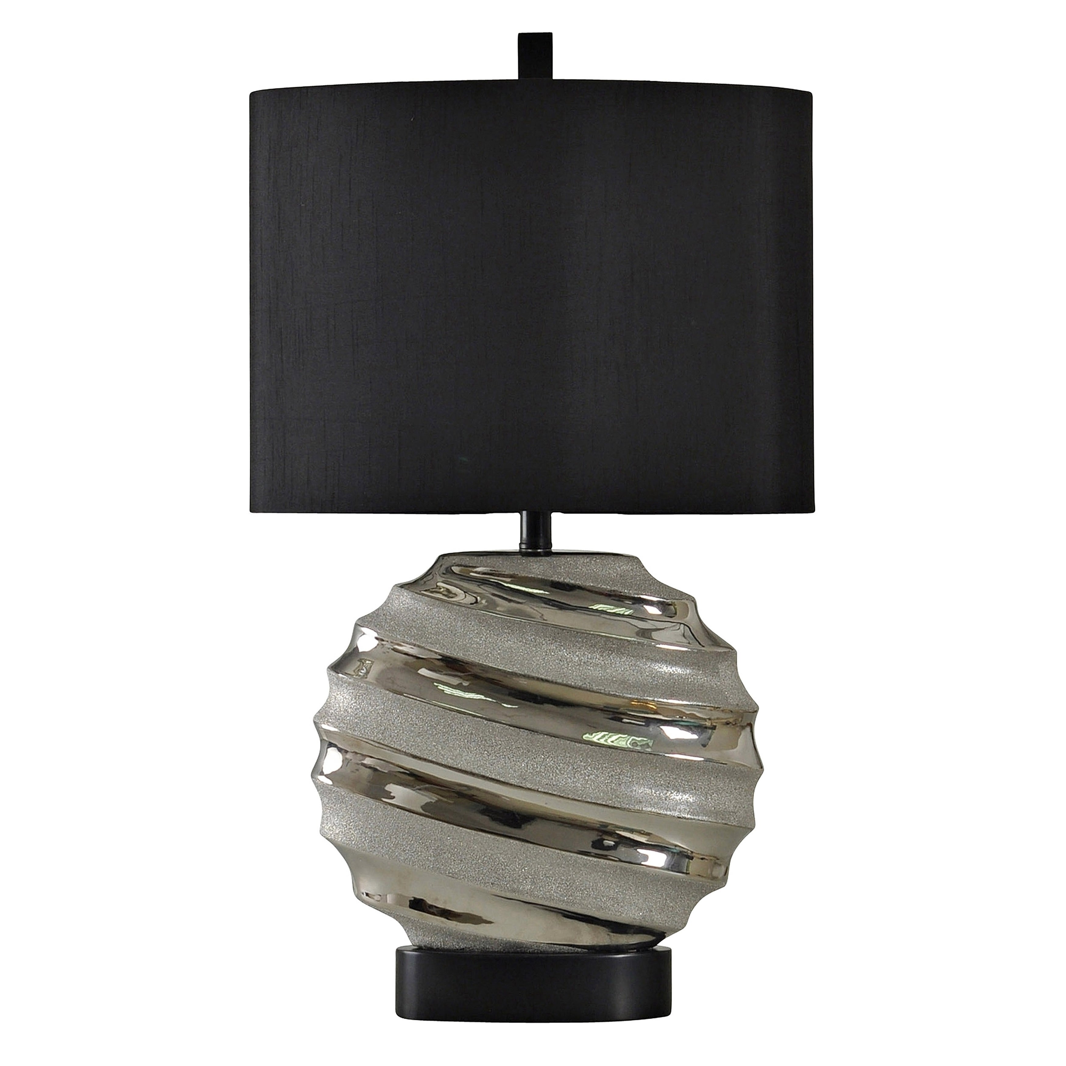 StyleCraft Ceramic Silver Table Lamp - Black Hardback Fabric Shade - Mycitystee
