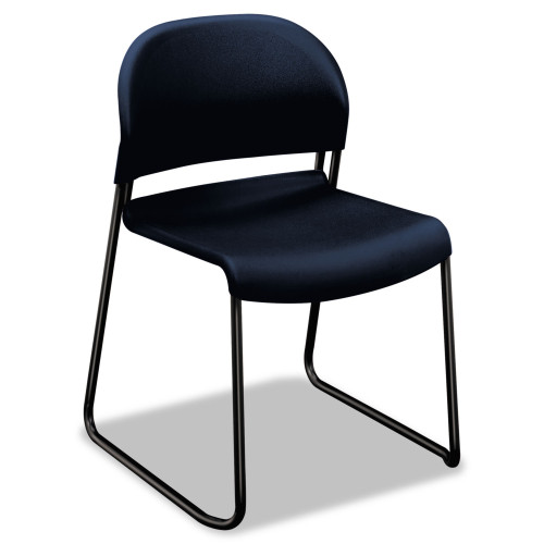HON GuestStacker High Density Chairs， Supports Up to 300 lb， Regatta Seat/Back， Black Base， 4/Carton (4031RET) - Mycitystee