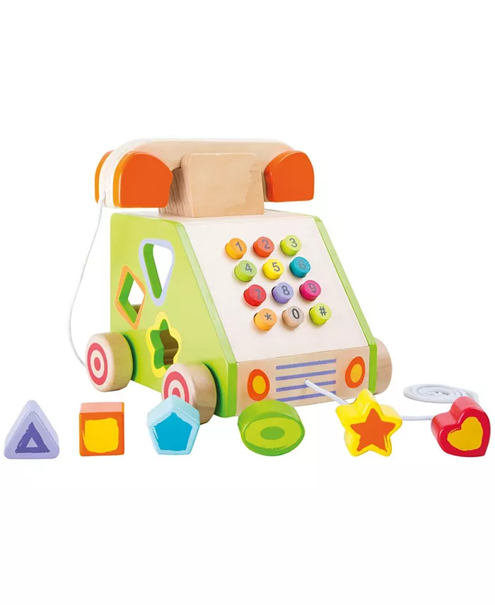 Ambassador Games Small Foot Wooden Toys Telephone Shape Sorter， 7 Piece - Mycitystee