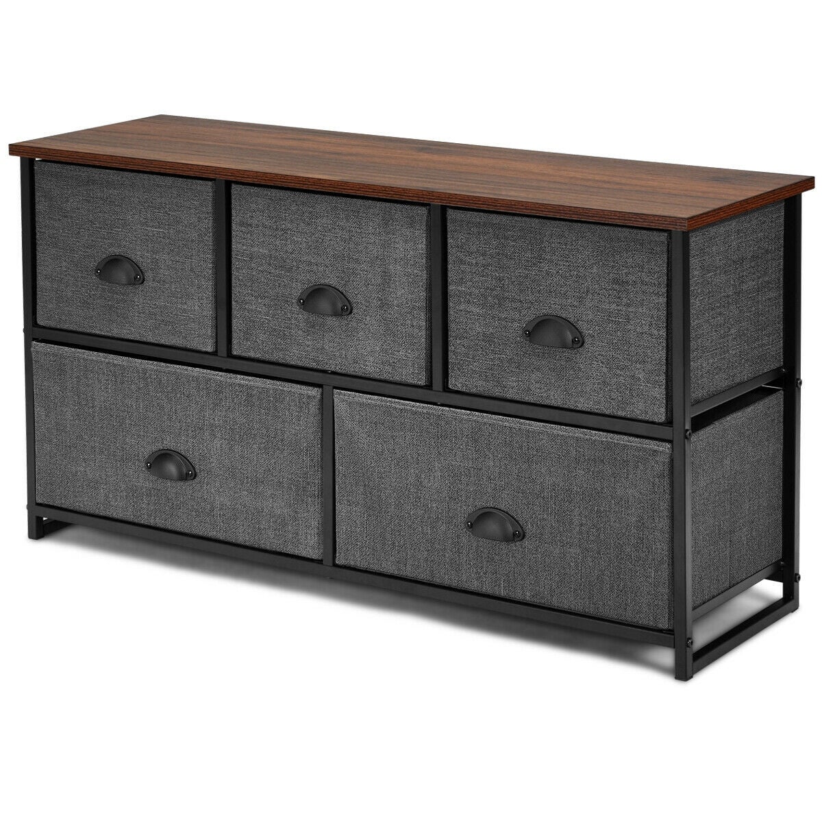 Gymax 5 Drawers Dresser Storage Unit Side Table Display Organizer Dorm - - 28975710 - Mycitystee