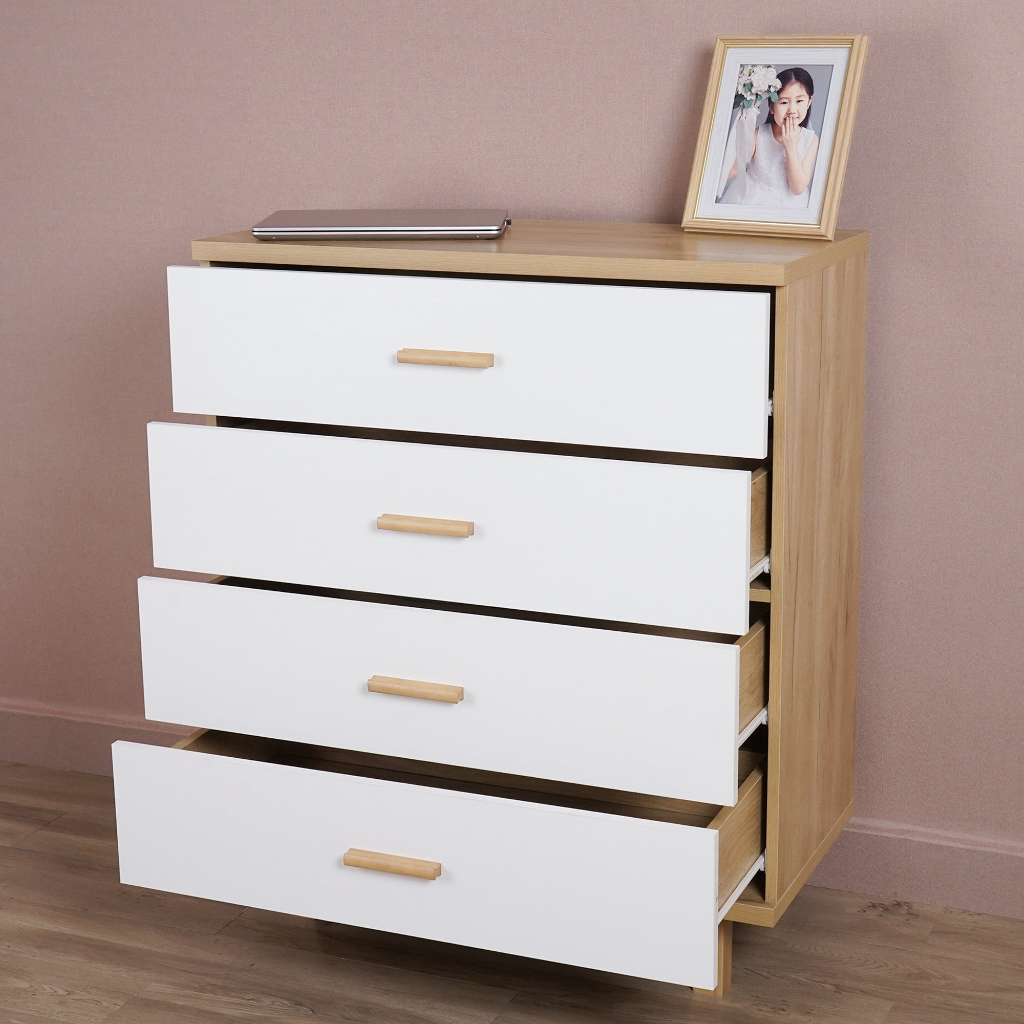 Wood Dresser Chest Accent Cabinet with 4 Drawers - - 36406703 - Mycitystee
