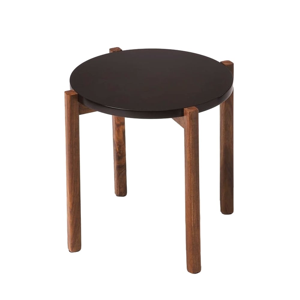 Modern Acacia Wood Round End Table - Black - Mycitystee