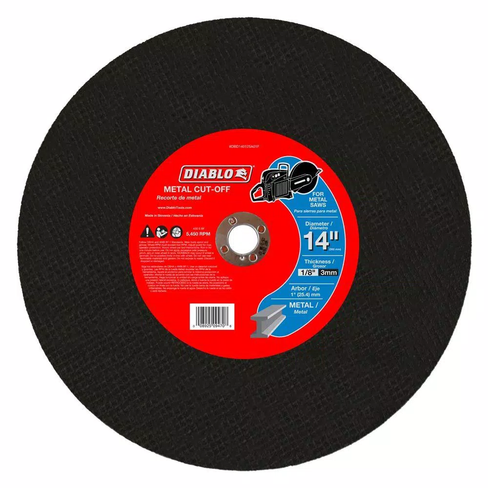DIABLO 14 in. x 1/8 in. x 1 in. Metal High Speed Cut-Off Disc (5-Pack) and#8211; XDC Depot - Mycitystee