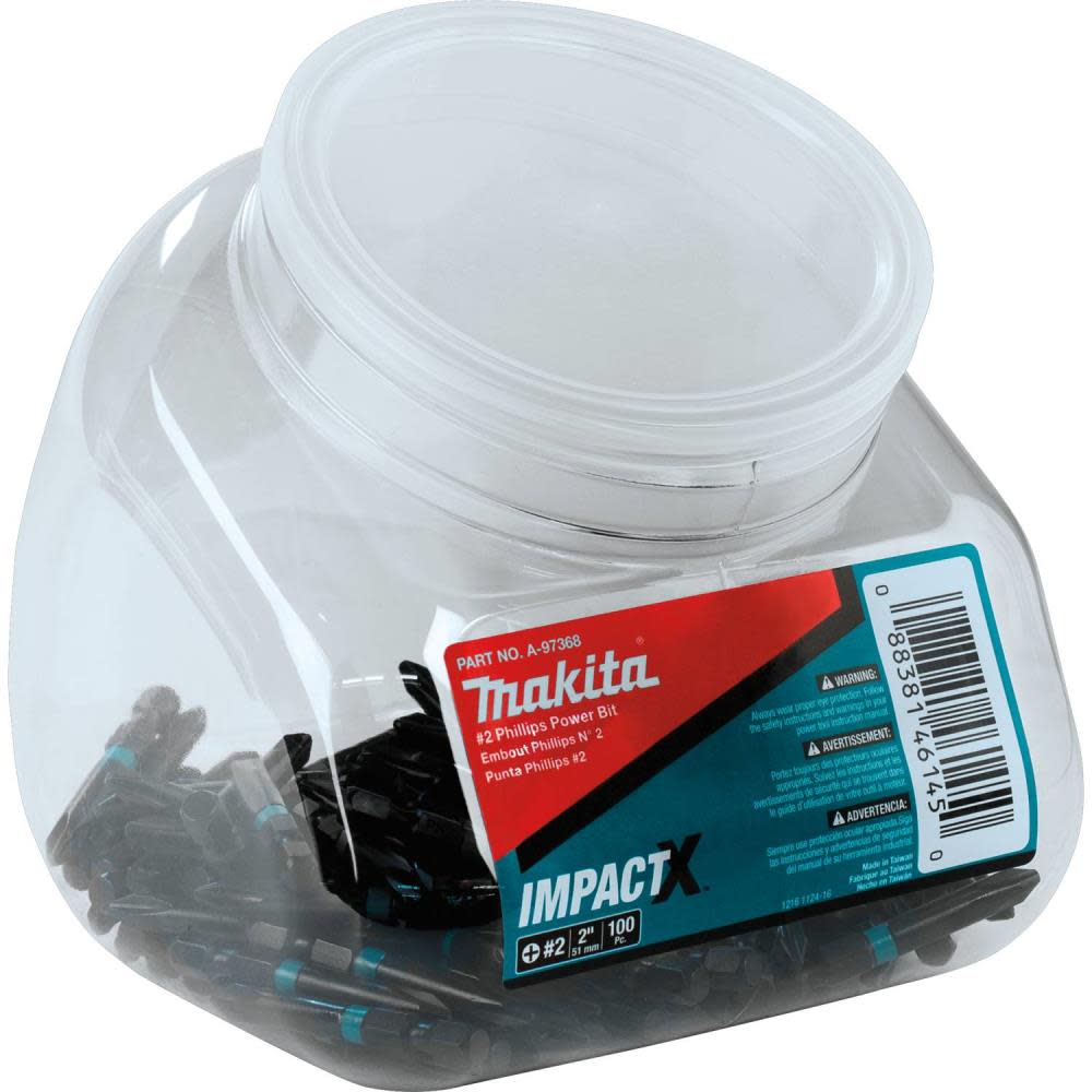 Impact X  #2 Phillips 2″ Power Bit， 100/pk， Jar - Mycitystee