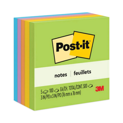 Post-it Original Pads in Jaipur Colors， 3 x 3， 100-Sheet， 5/Pack (6545UC) - Mycitystee