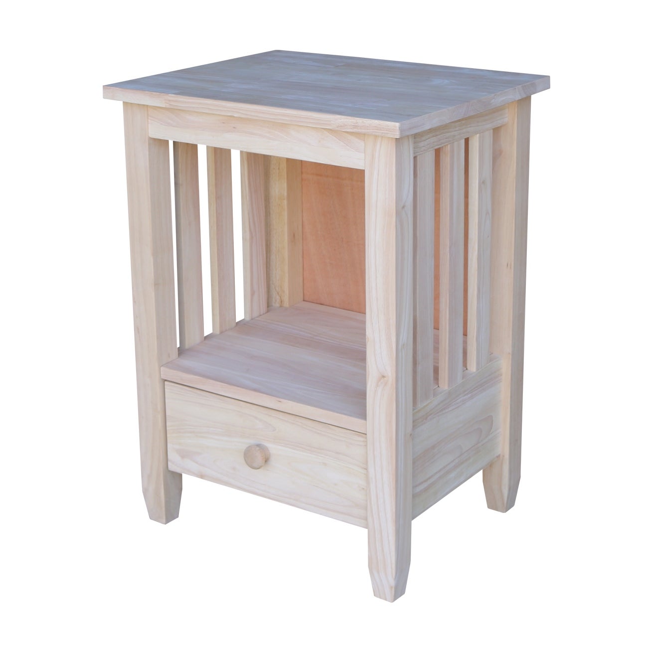 Unfinished Solid Parawood Mission Single-drawer Tall End Table - Mycitystee