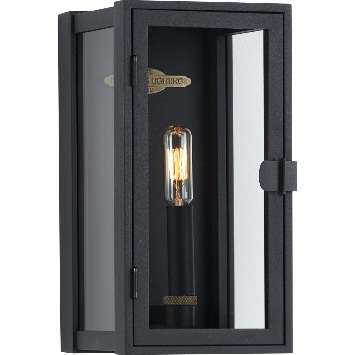 Stature Collection 1-Light Textured Black Clear Glass Transitional Outdoor Small Wall Lantern Light - 6 in x 5.37 in x 11.5 in Shopping - The Best Dea - Mycitystee