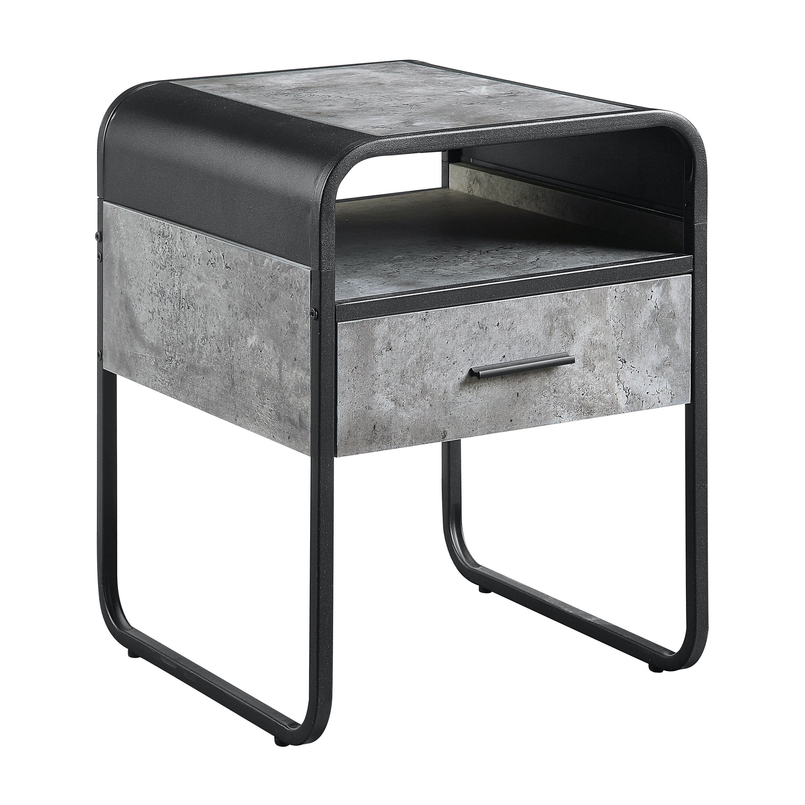 ACME Raziela End Table with Drawer in Concrete Gray and Black - Mycitystee