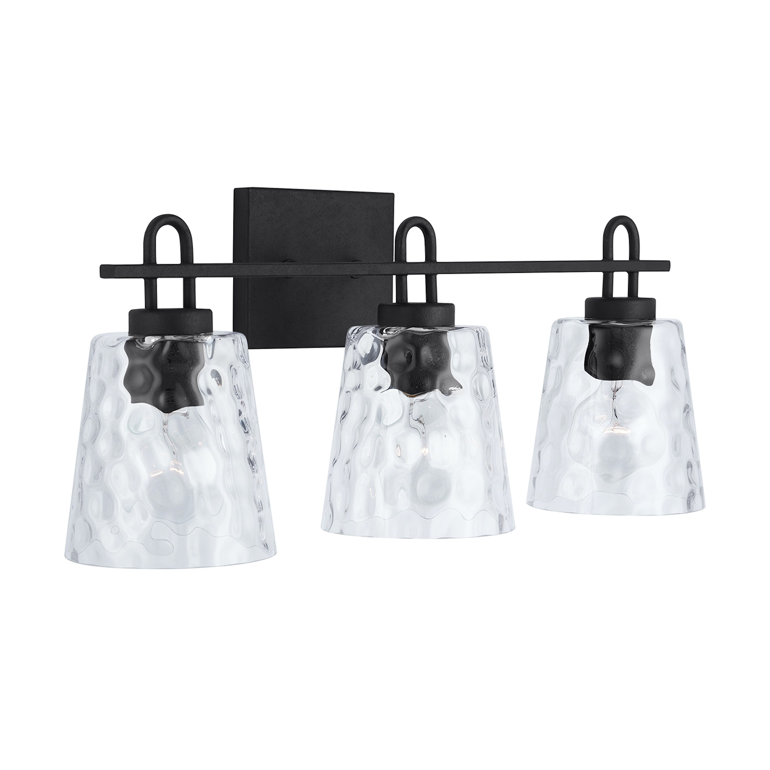 Fenton 3-light Black Iron Bath/ Vanity Fixture w/ Clear Water Glass - Mycitystee