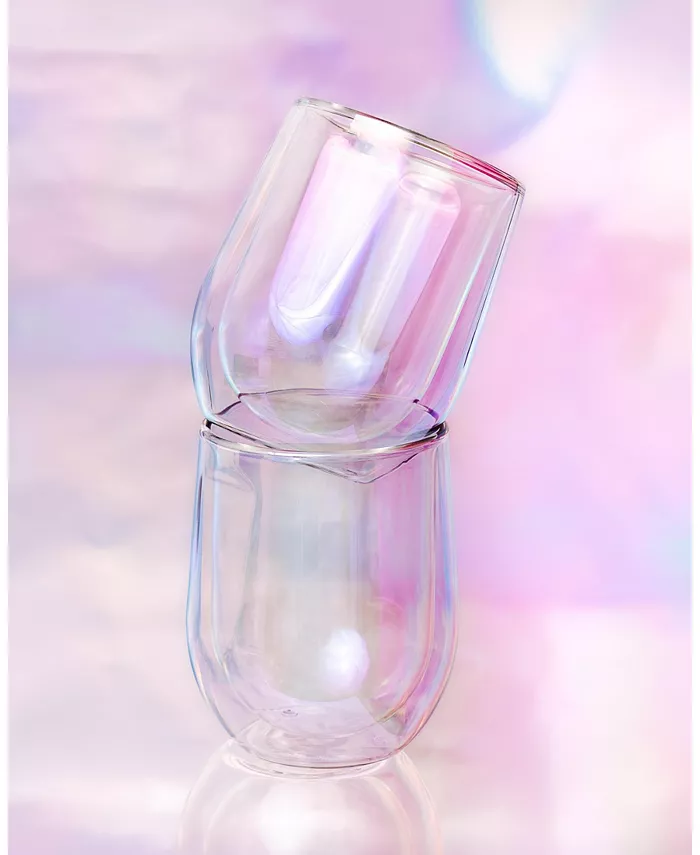 Corkcicle 7 oz Stemless Double-Walled Prism Glass Set - Mycitystee