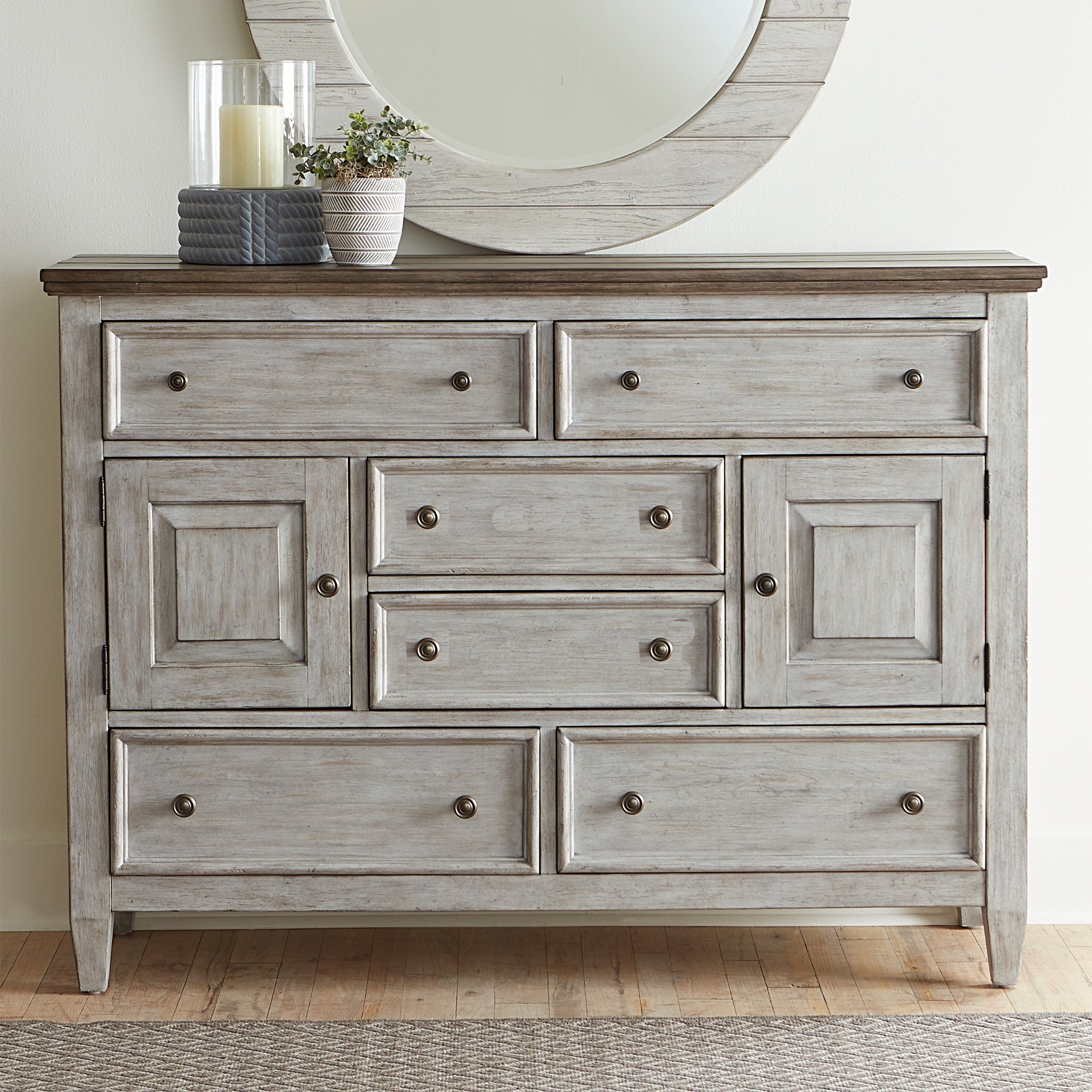 Heartland Antique White Tobacco 2 Door 6 Drawer Chesser - - 28063891 - Mycitystee