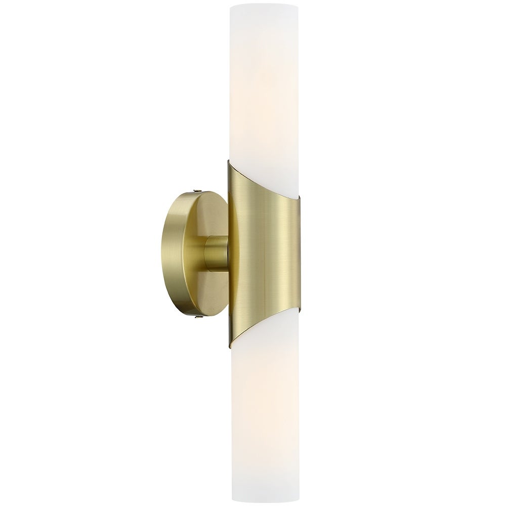 2-Light 16-inch Modern/Contemporary ADA Brushed Nickel Bath Vanity Light Bar with White Opal Glass - Mycitystee