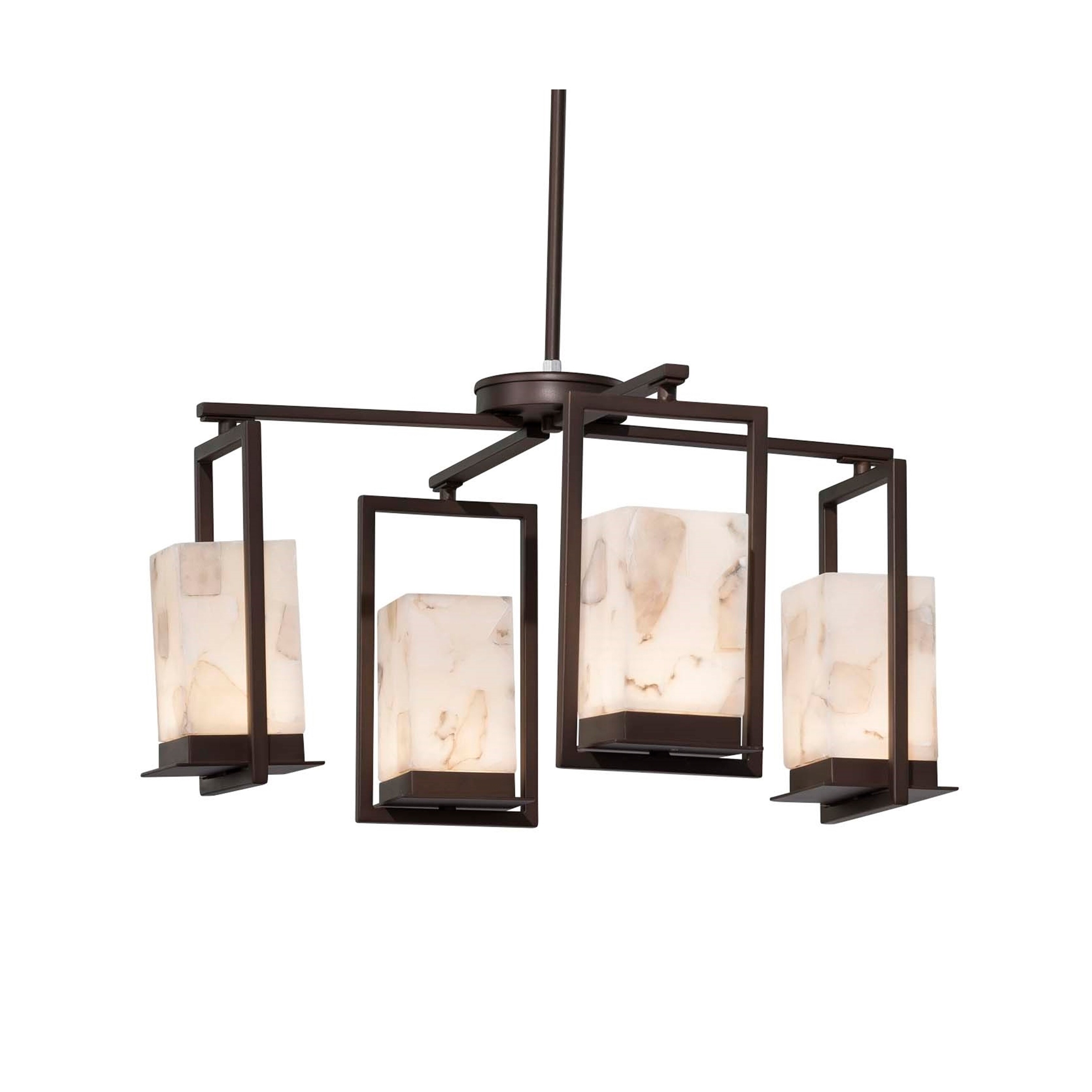 Justice Design Alabaster Rocks! Laguna 4-light Dark Bronze LED Outdoor Chandelier， Alabaster Rocks Shade - Mycitystee