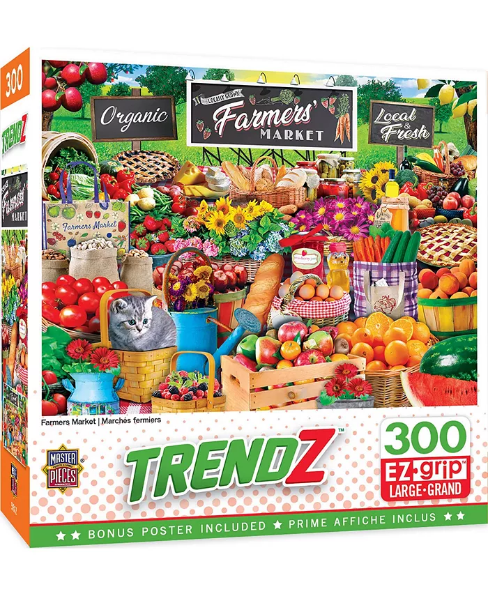 MasterPieces Puzzles Trendz - Farmers Market 300 Piece Adult Jigsaw Puzzle - Mycitystee