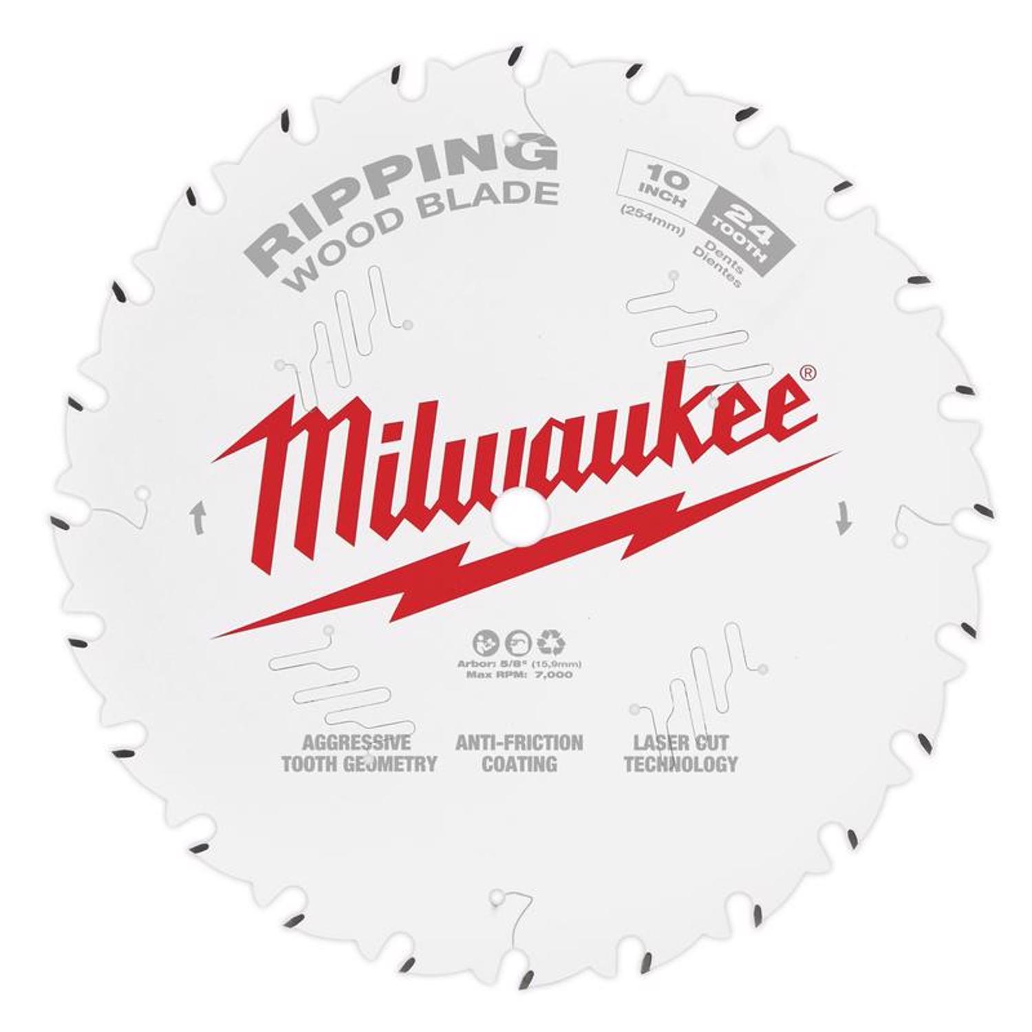 Milwaukee 10 in. D X 5/8 in. Ripping Tungsten Carbide Circular Saw Blade 24 teeth 1 pk - Mycitystee