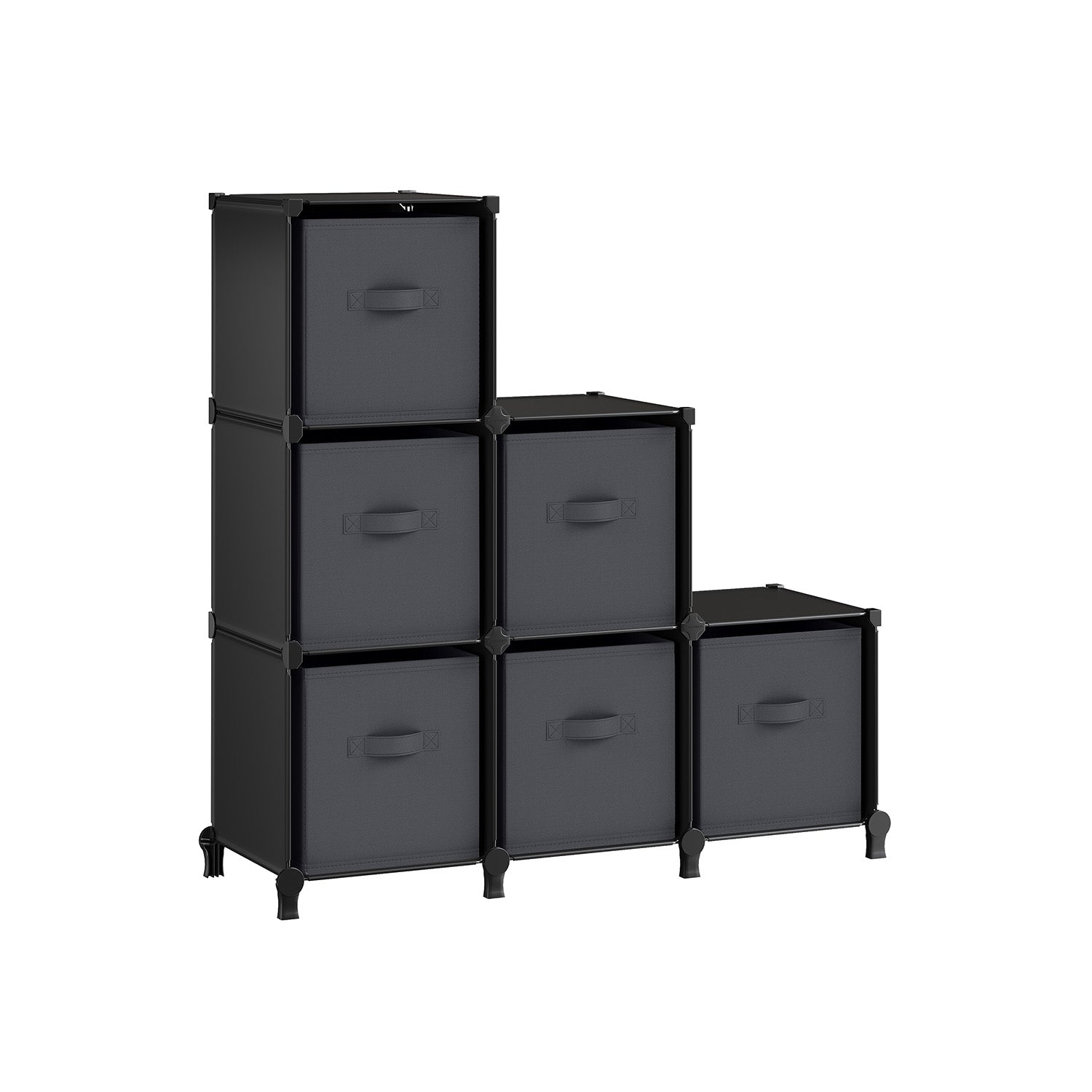 SONGMICS 6-Cube Storage Organizer with Storage BoxesBlack + Gray - Mycitystee