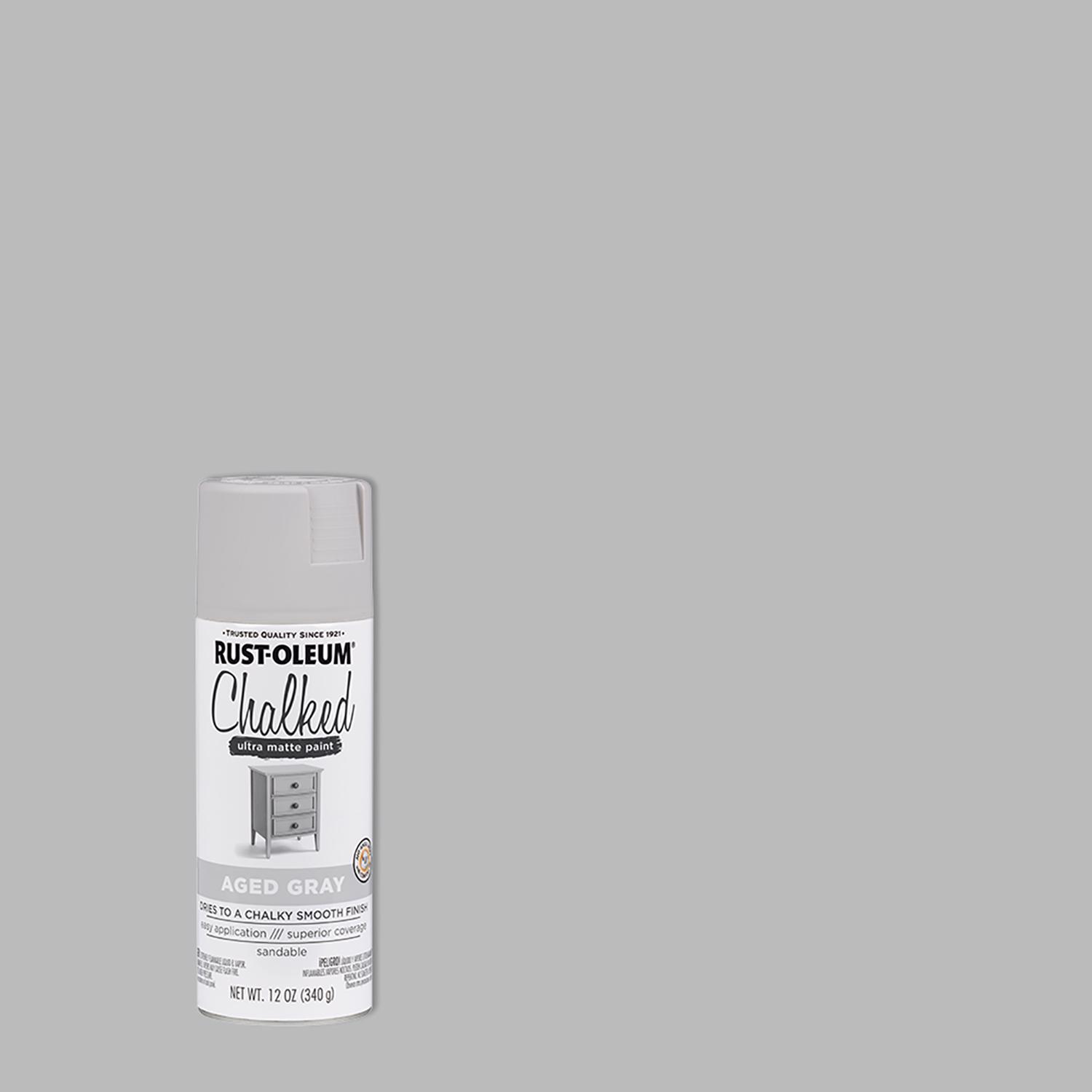 Rust-Oleum Chalked Ultra Matte Aged Gray Oil-Based Acrylic Sprayable Chalk Paint 12 oz - Mycitystee