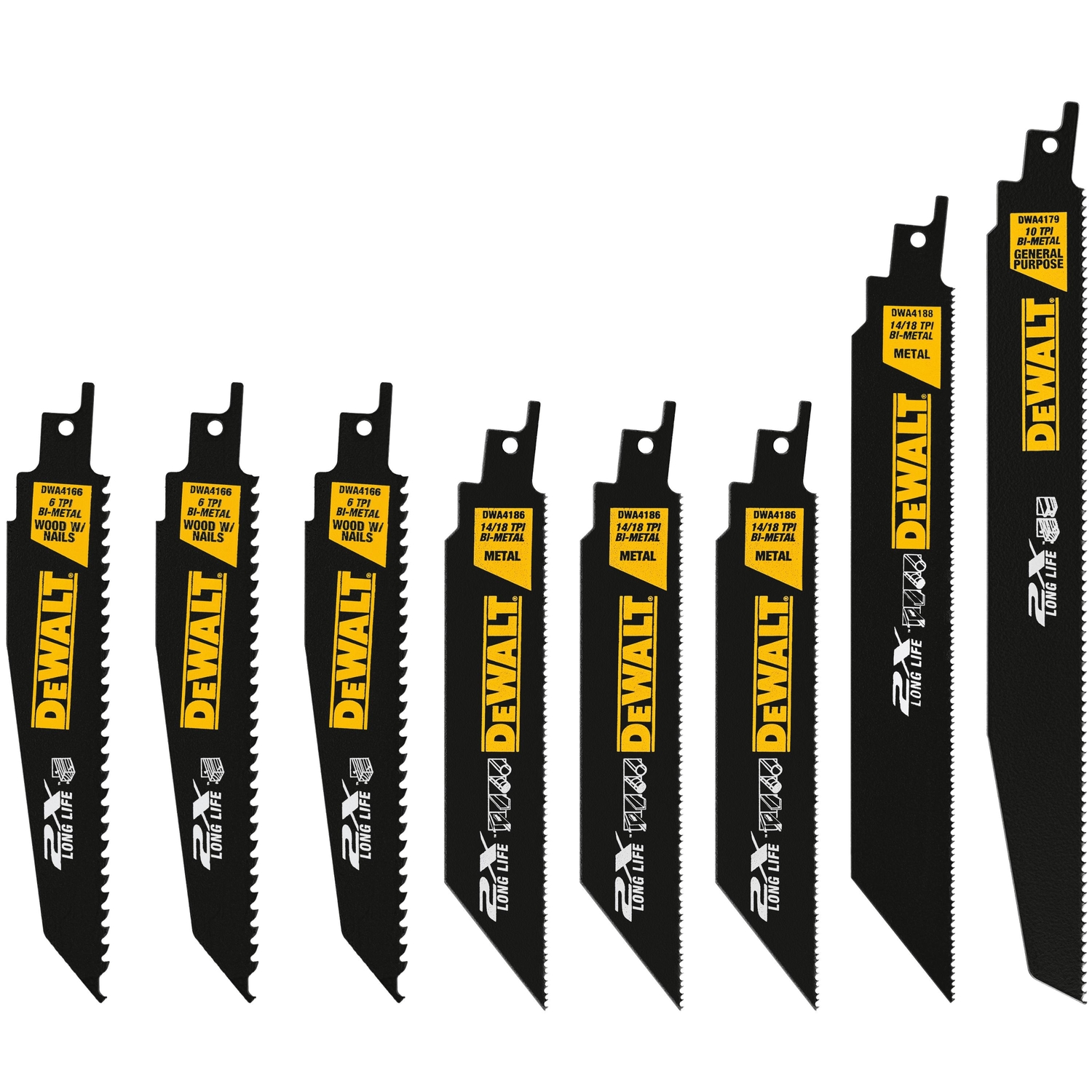 DeWalt 6 in. Bi-Metal Reciprocating Saw Blade Set 6 TPI 8 pk - Mycitystee