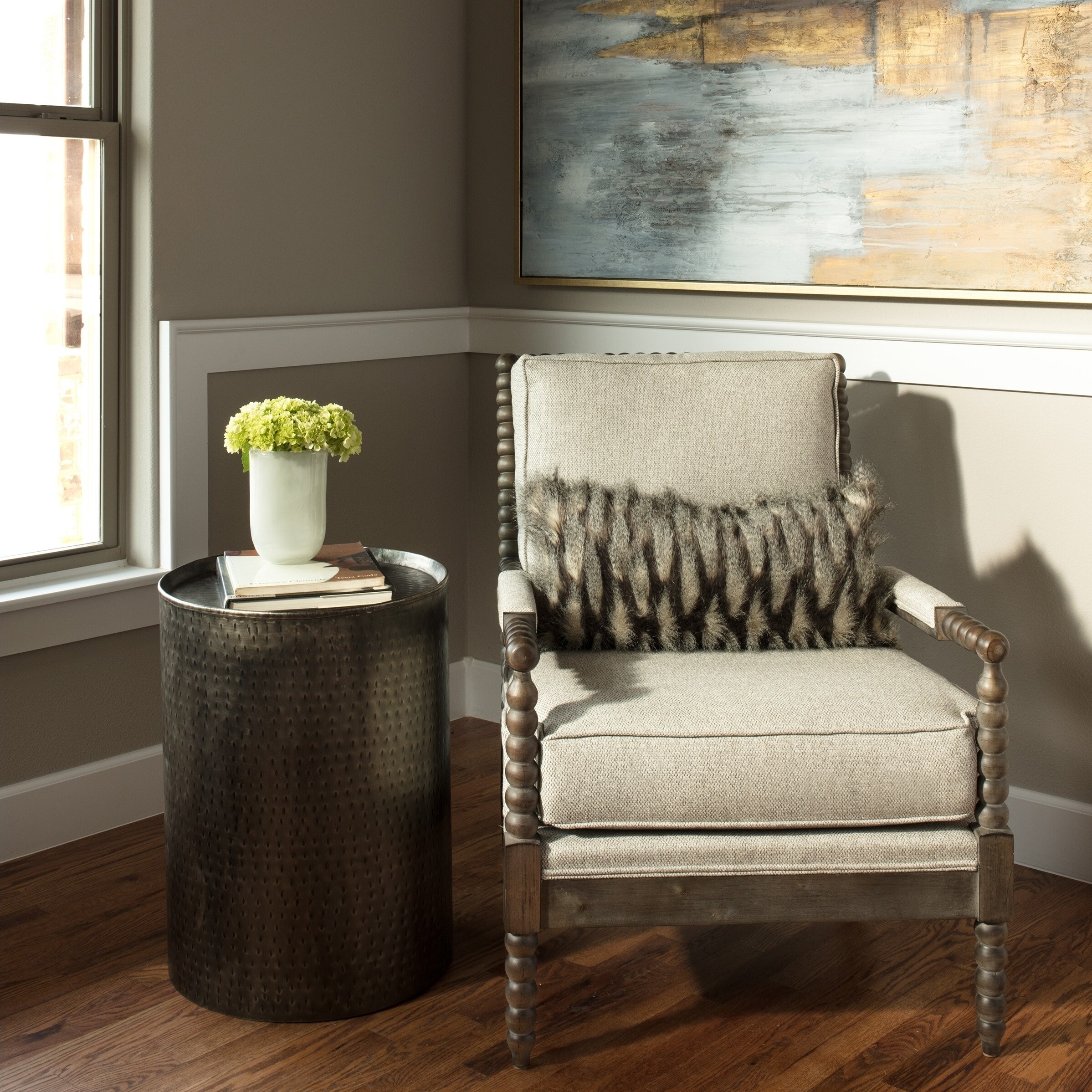 Carbon Loft Wadia Distressed Pewter Hammered Metal End Table - Mycitystee