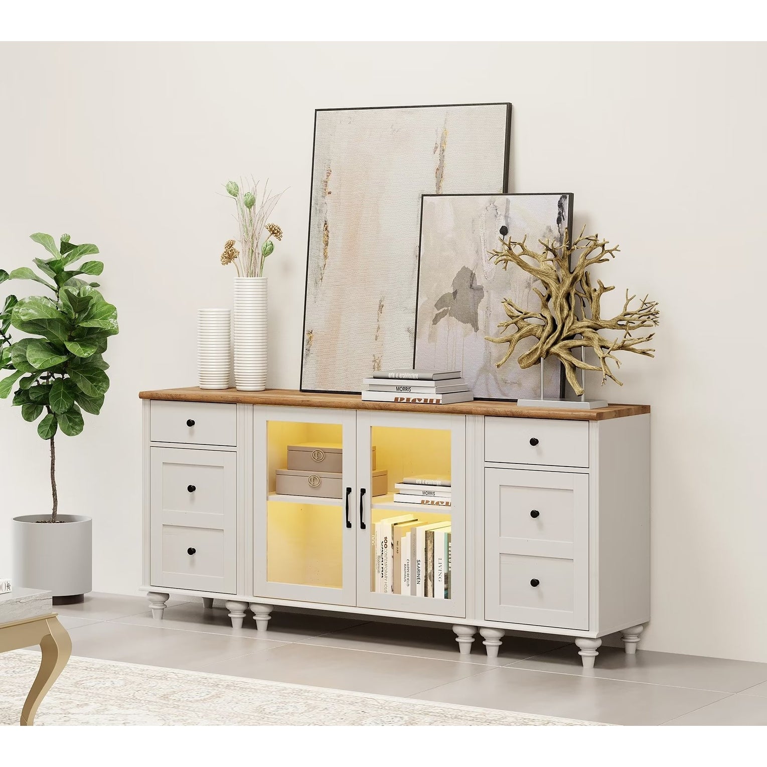 White Dresser for Bedroom， 3-in-1 Chest of Drawers Storage Cabinet - - 37744501 - Mycitystee