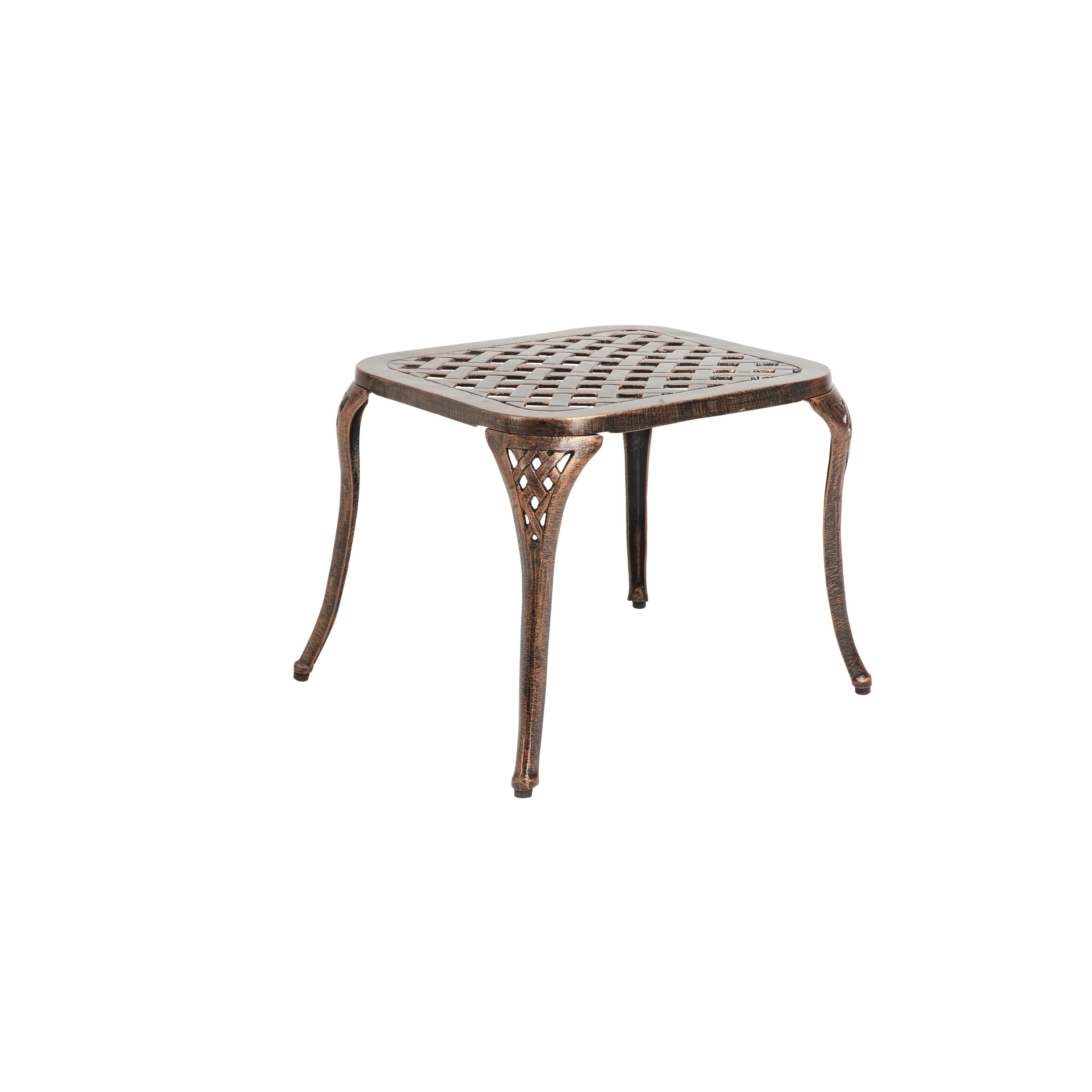 Garden Style Cast Aluminum Patio End Table， Sturdy Frame - Mycitystee