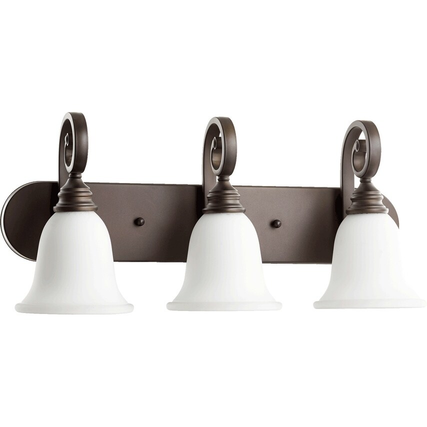 Bryant Oiled Bronze and Satin Opal 3-light Vanity Lighting - Mycitystee