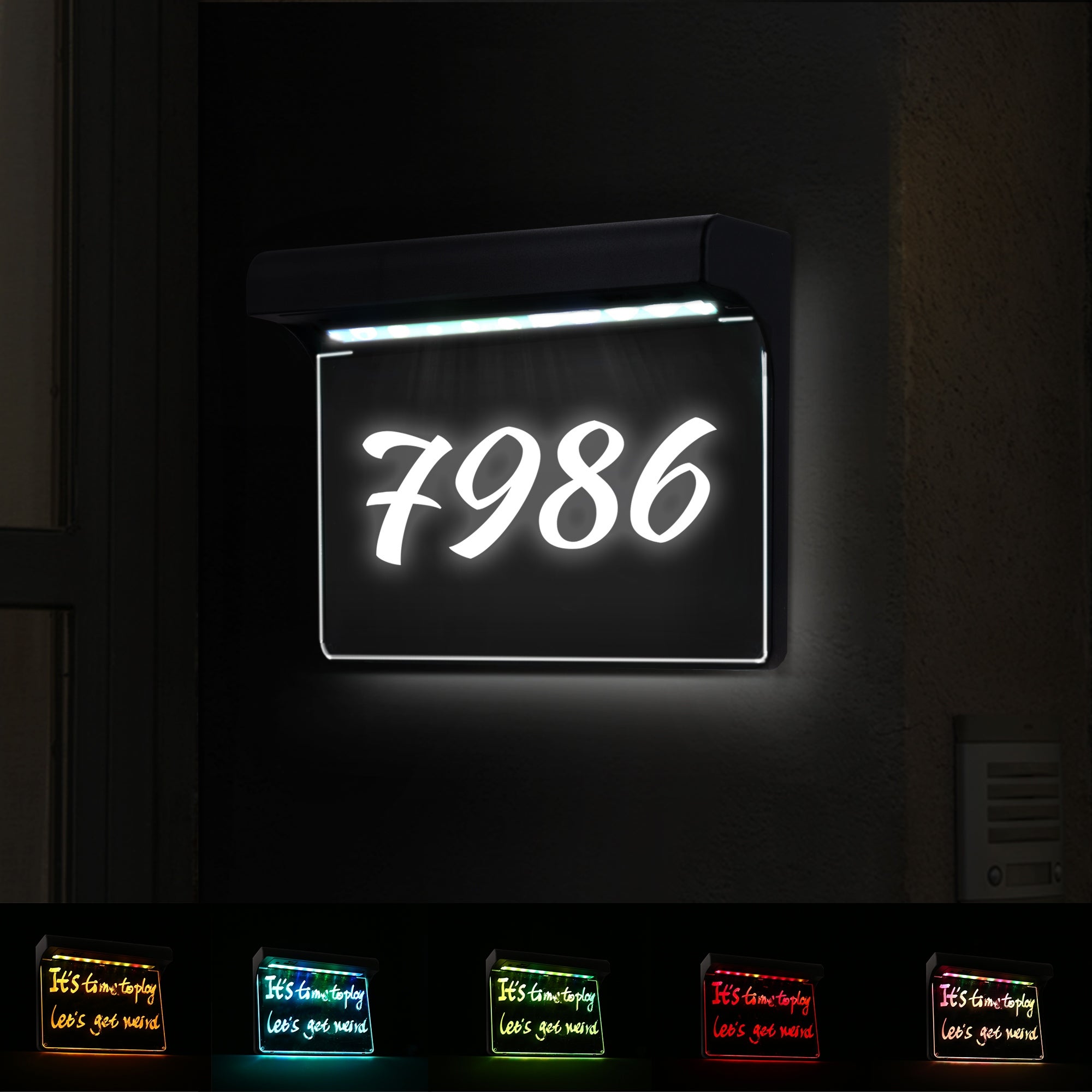 Solar Powered House Numbers Address Sign Dusk to Dawn Waterproof Outdoor Plaque Light with 2 Lighting Modes - 7.36 in. - Mycitystee