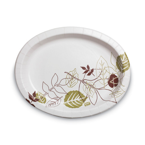 Dixie Pathways Heavyweight Oval Platters， 8.5 x 11， Green/Burgundy， 500/Carton (SX11PLPATH) - Mycitystee