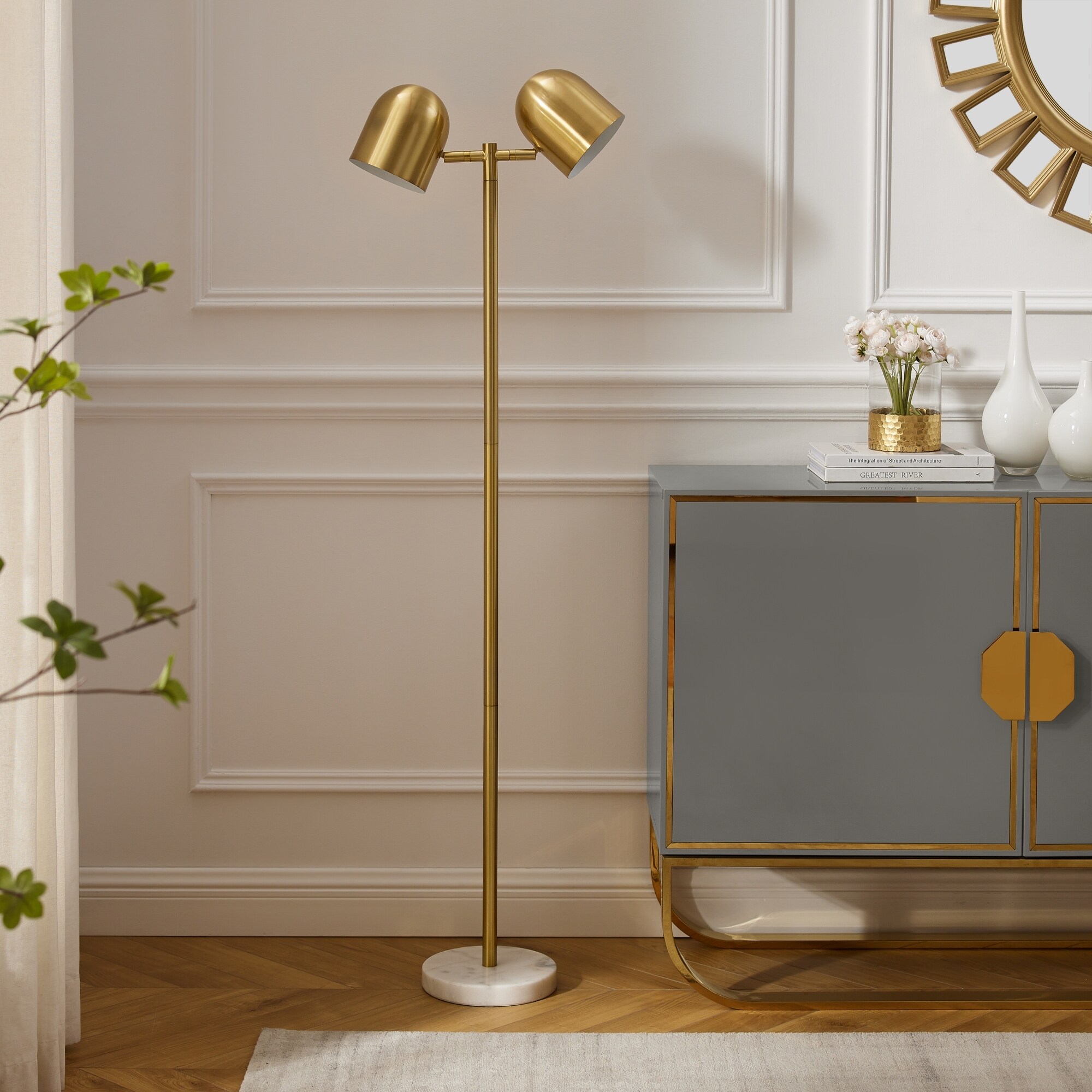 Estefani 6ft Power Cord， 2 Lights Floor Lamp - Mycitystee