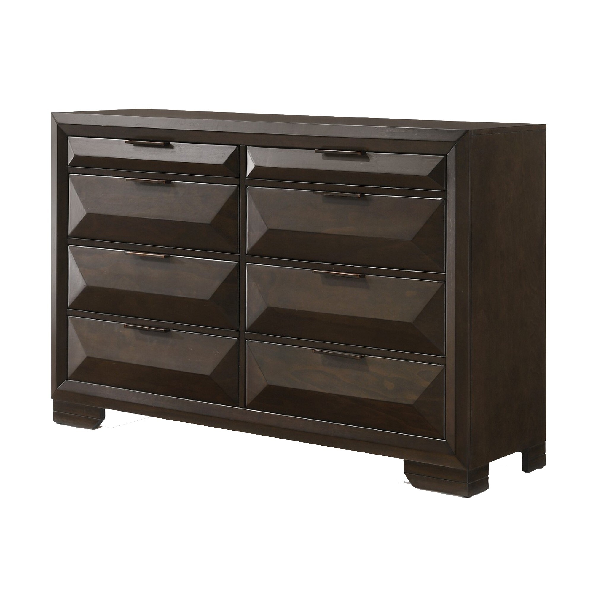 Eight Drawers Wooden Dresser with Beveled Drawer Fronts， Espresso Brown - - 25687825 - Mycitystee
