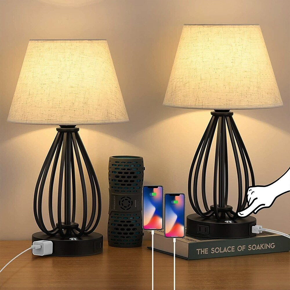 Art Deco Buffet Table Lamp Crystal Ball Brass Off White Shade - 10
