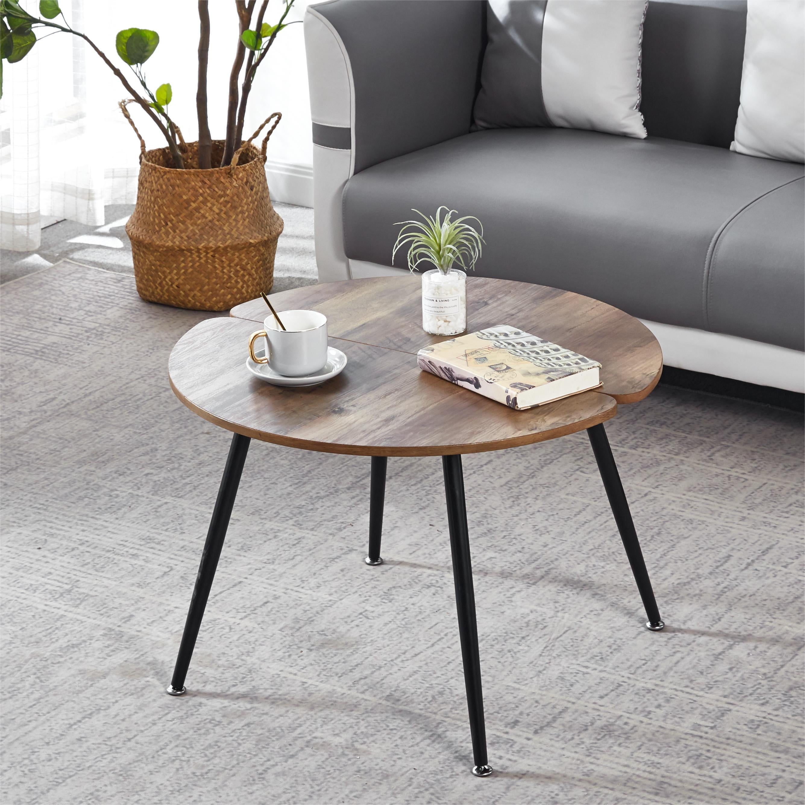 70X70X45CM COFFEE Table for 4 people With Round Mdf Table Top， Pedestal Dining Table， End Table Leisure Coffee Table - Mycitystee