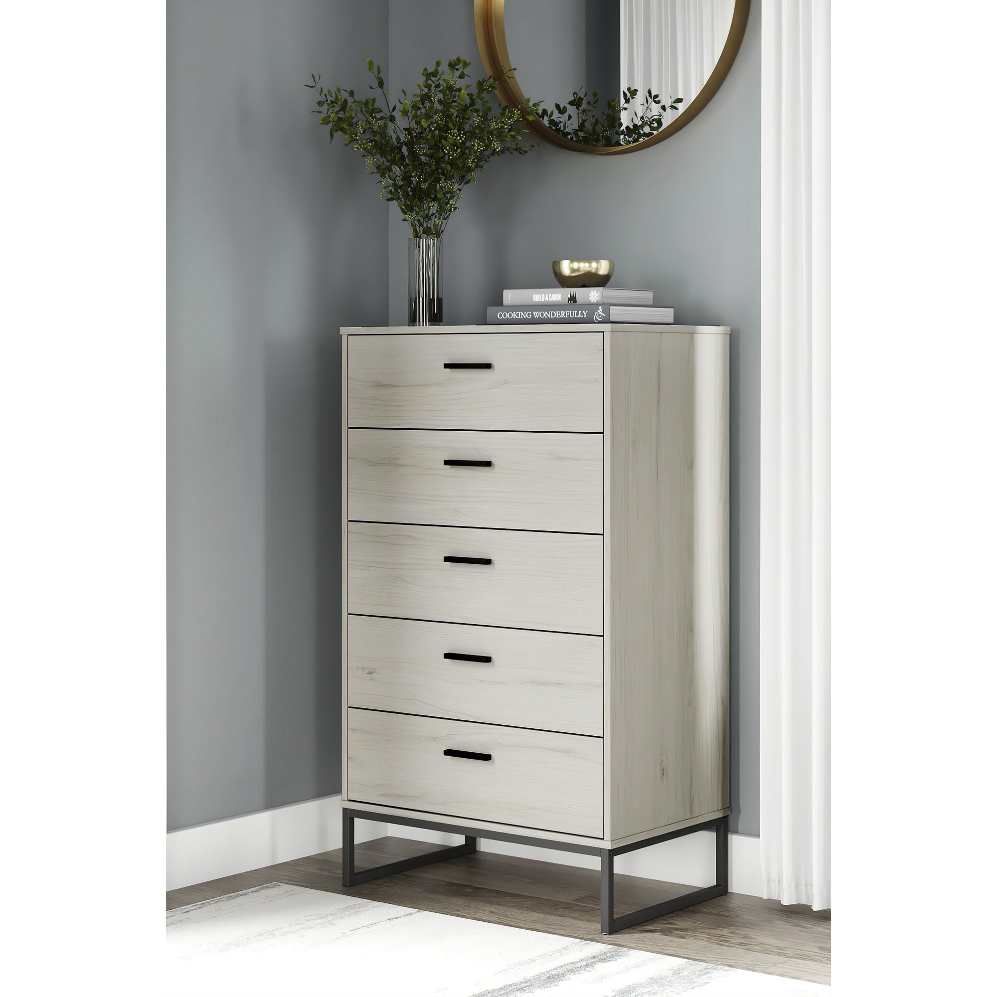 Signature Design by Ashley Socalle Light Natural/Black 5 Drawer Chest - - 36812191 - Mycitystee