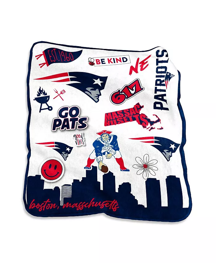 Logo Brands New England Patriots 50'' x 60'' Native Raschel Plush Throw Blanket - Mycitystee