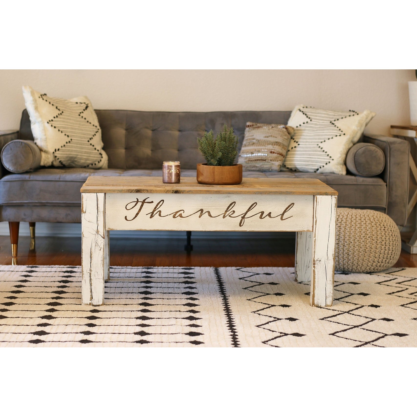 White Engraved Open Floor Coffee Table - Mycitystee