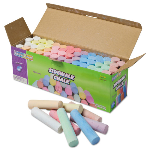 Creativity Street Sidewalk Chalk， 4 x 1 Dia. Jumbo Stick， 12 Assorted Colors， 52/Set (1752) - Mycitystee