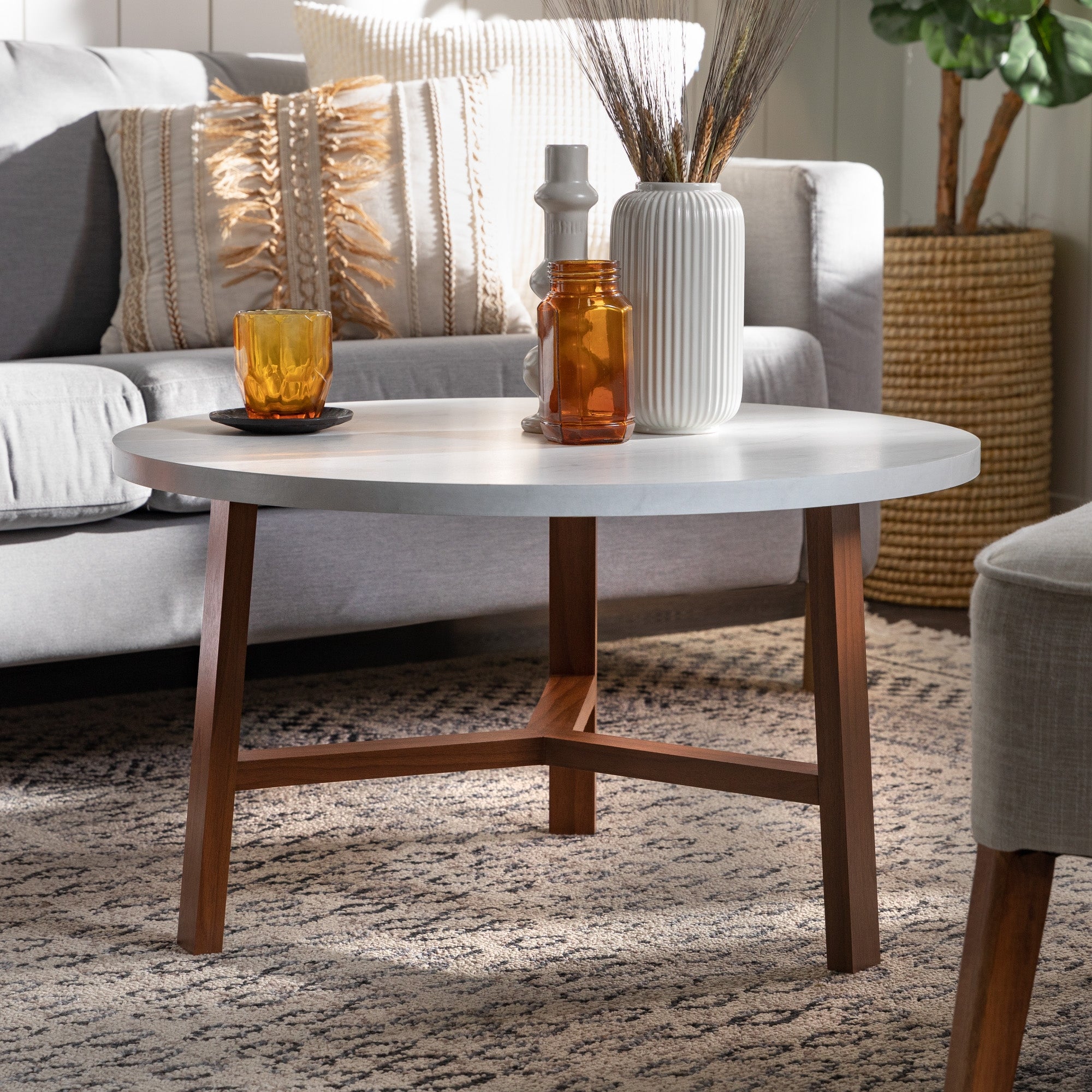 Middlebrook 30-inch Round Faux Marble Top Coffee Table - Mycitystee