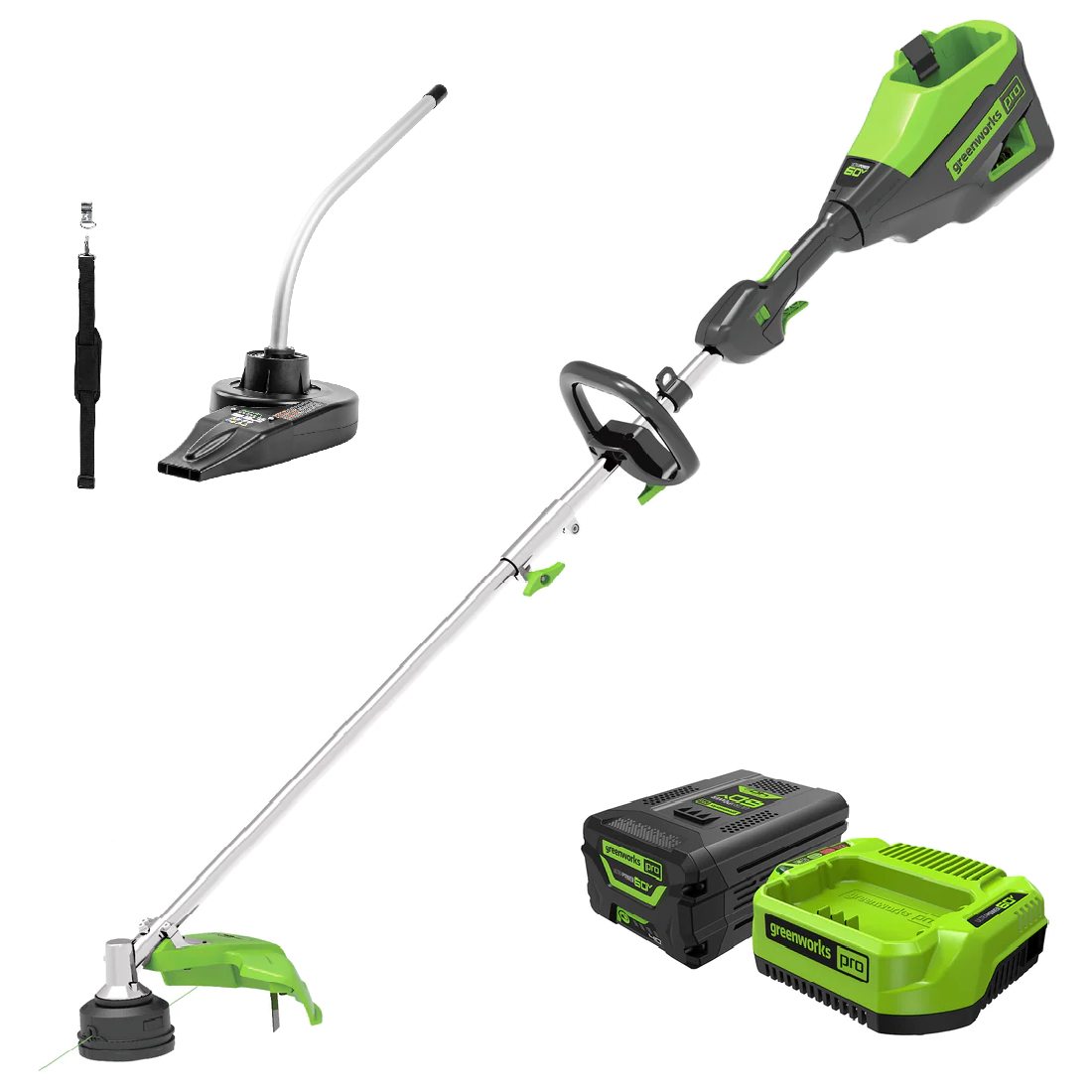 60V 16'' String Trimmer  Horizontal Blower Attachment Combo Kit w/ Battery，  Charger | Greenworks Tools - Mycitystee
