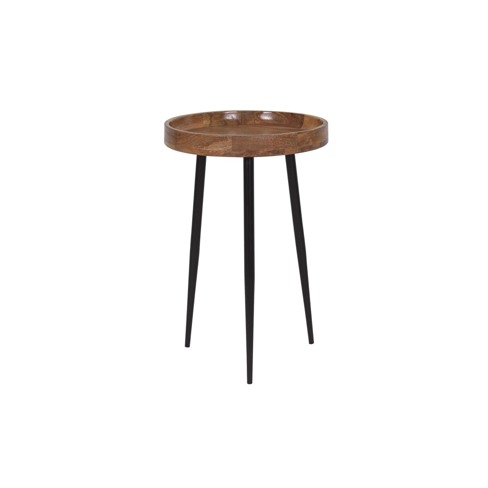 Chariz Mango Wood Bowl Side Table With Iron Legs - Mycitystee