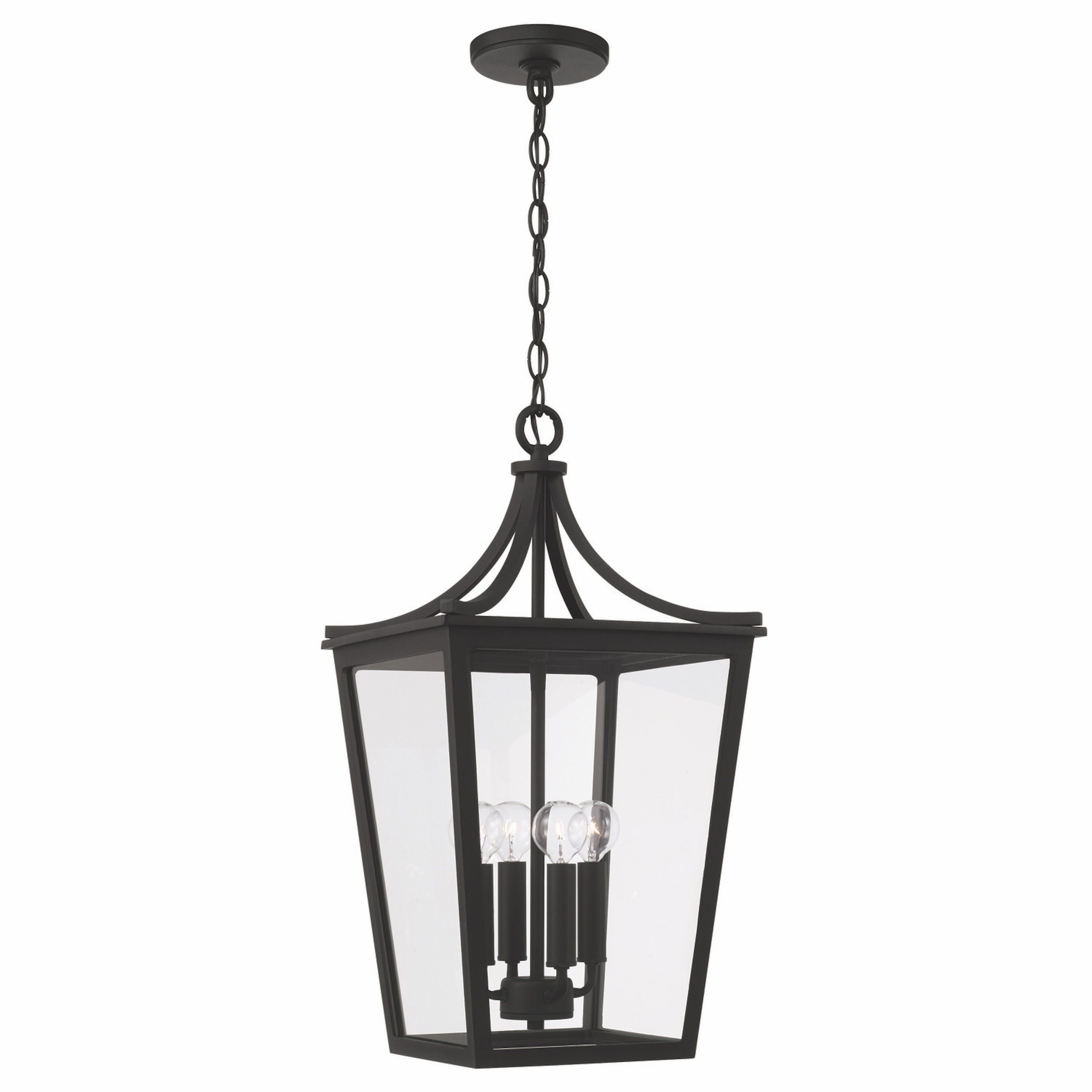 Adair 4-light Black Outdoor Hanging Pendant w/ Clear Glass - Mycitystee