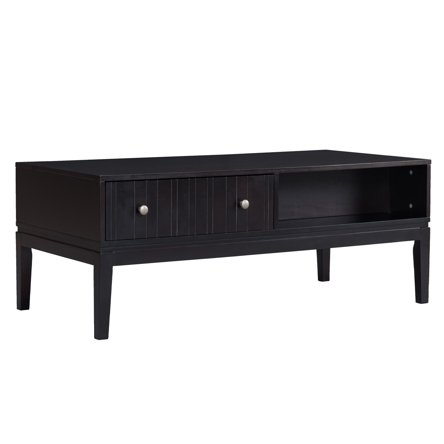 Black Coffee Table with Storage Shelf and 2 Drawers - Mycitystee
