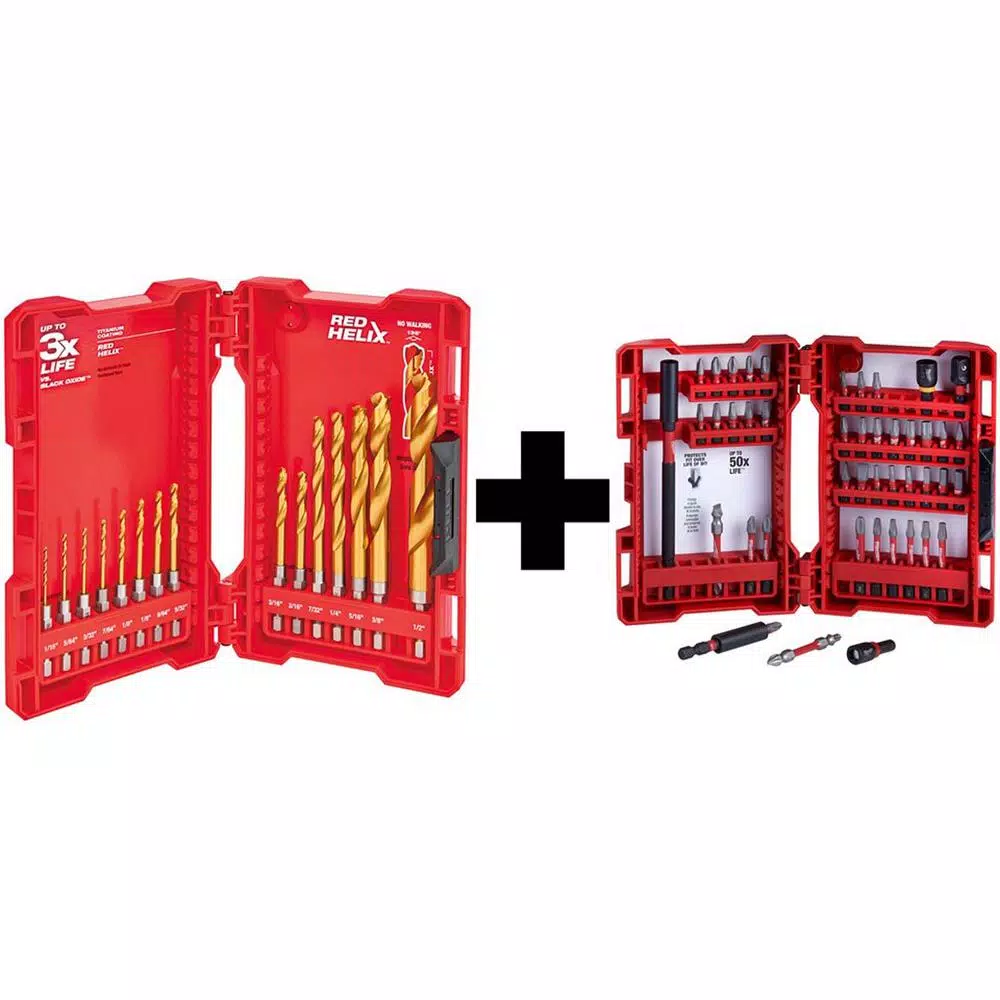 Milwaukee SHOCKWAVE Impact Duty Titanium Drill Bit Set (15-Piece) with SHOCKWAVE Impact Duty Steel Driver Bit Set (45-Piece) and#8211; XDC Depot - Mycitystee