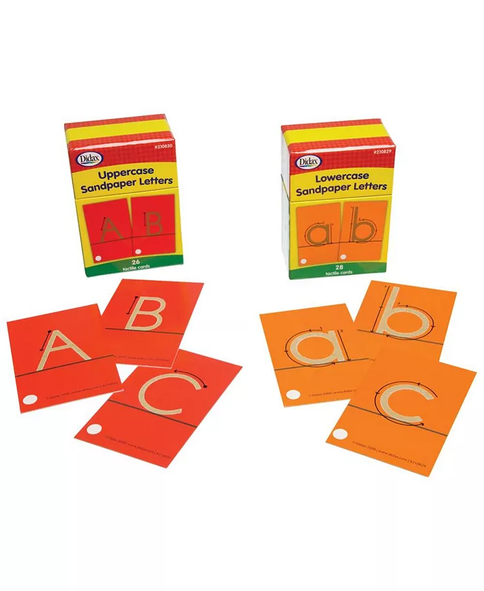 Didax Sandpaper Letter Set - Upper and Lowercase Letters 54 Pieces - Mycitystee